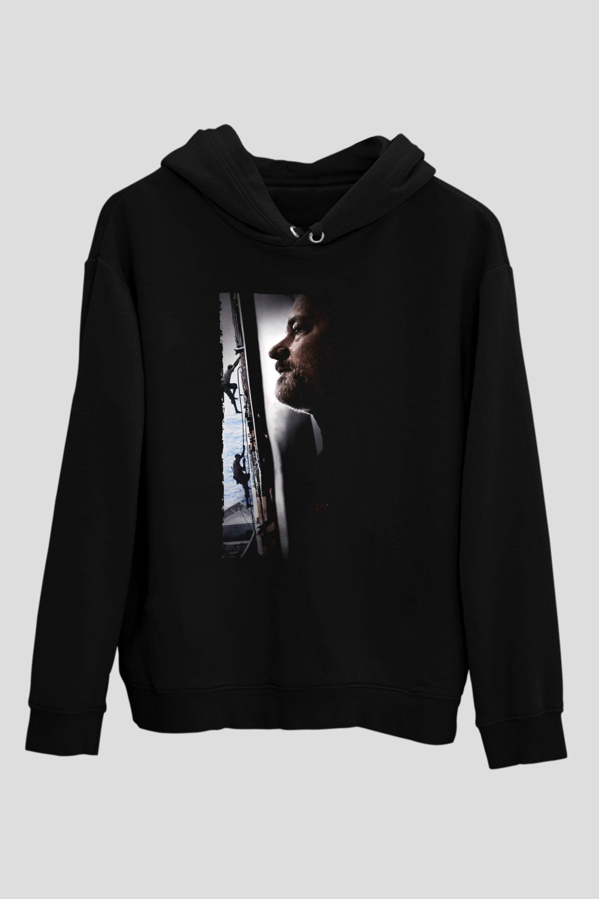 Unisex Kaptan Phillips (Captain Phillips) Baskılı Siyah Kapüşonlu Sweatshirt