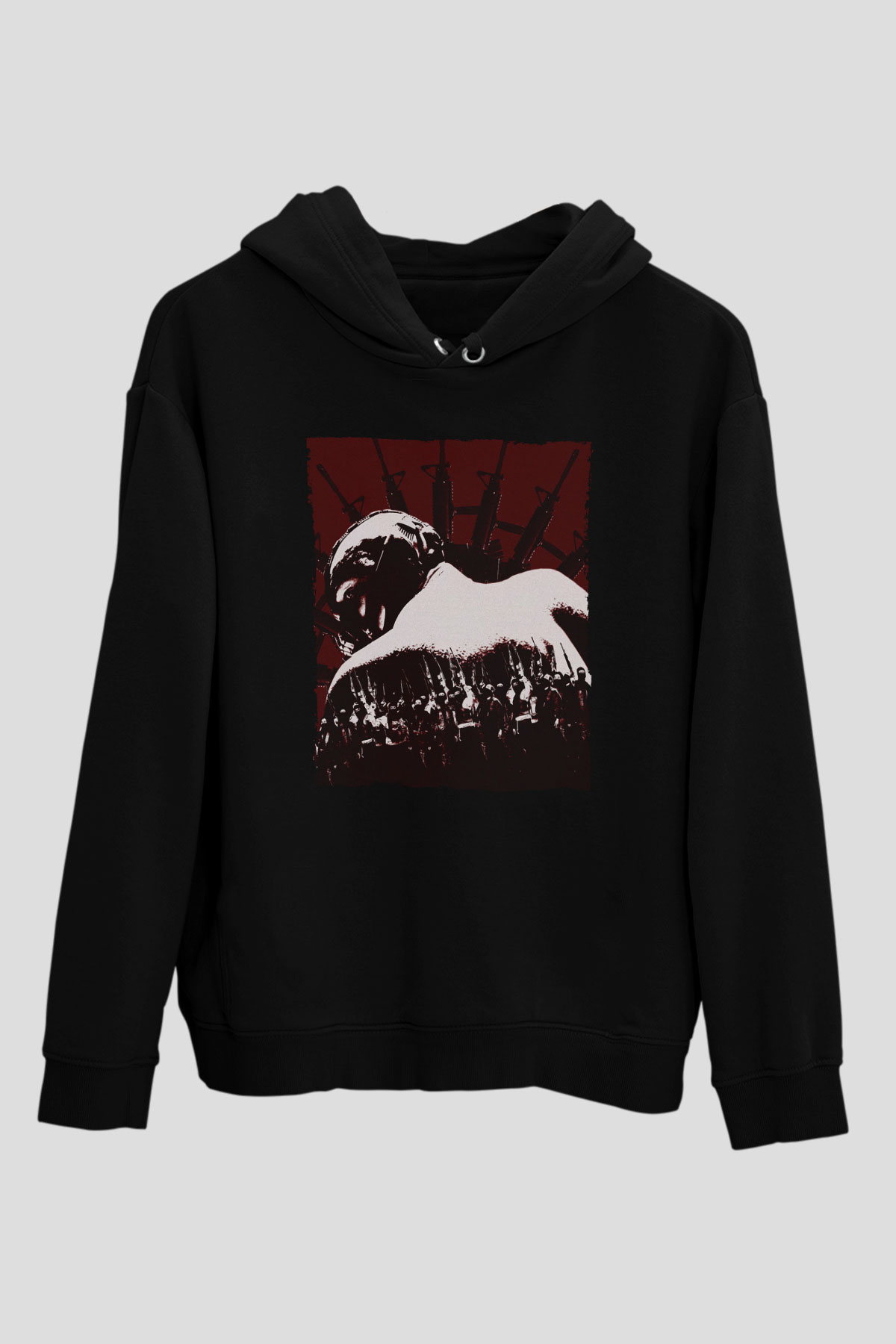 Unisex Kara Şövalye (The Dark Knight) Baskılı Siyah Kapüşonlu Sweatshirt