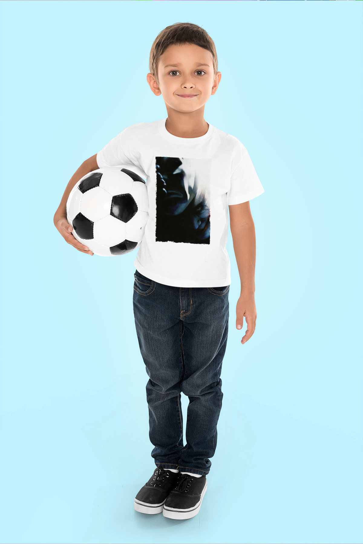 Unisex Kara Şövalye (The Dark Knight) Baskılı Beyaz Çocuk Tshirt