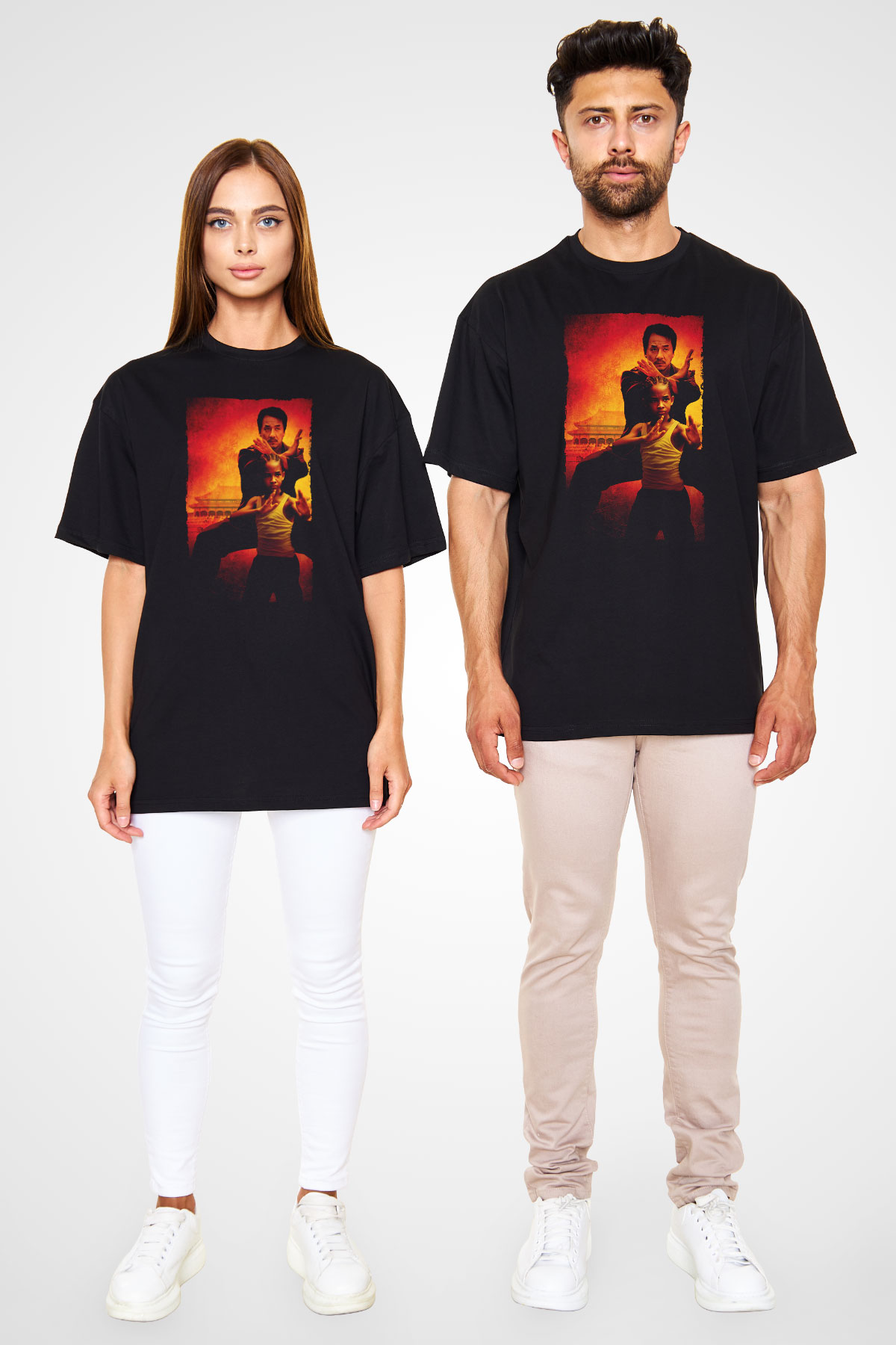 Unisex Karateci Çocuk (The Karate Kid) Baskılı Siyah Oversize Tshirt