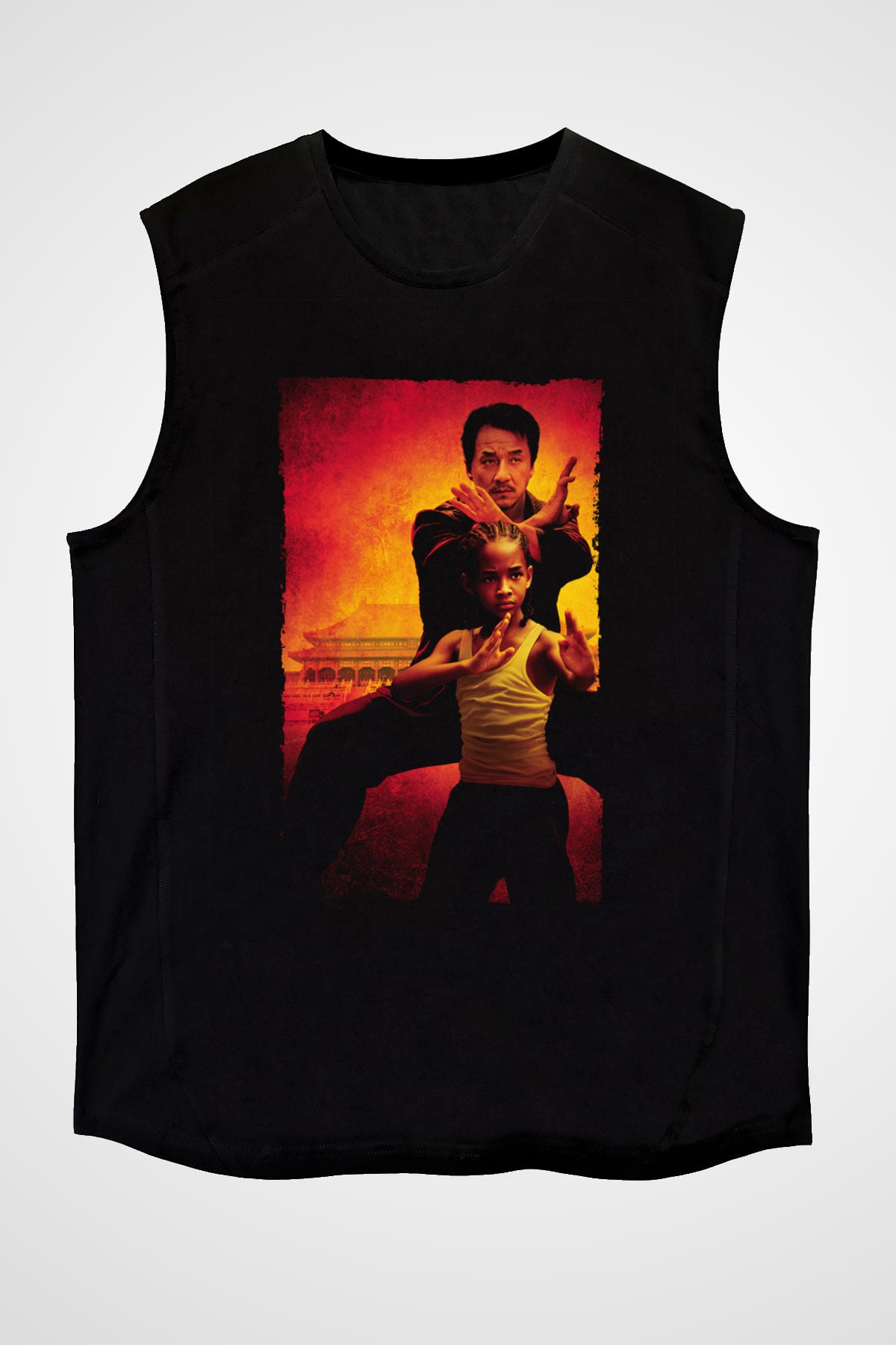 Unisex Karateci Çocuk (The Karate Kid) Baskılı Siyah Kolsuz Tshirt