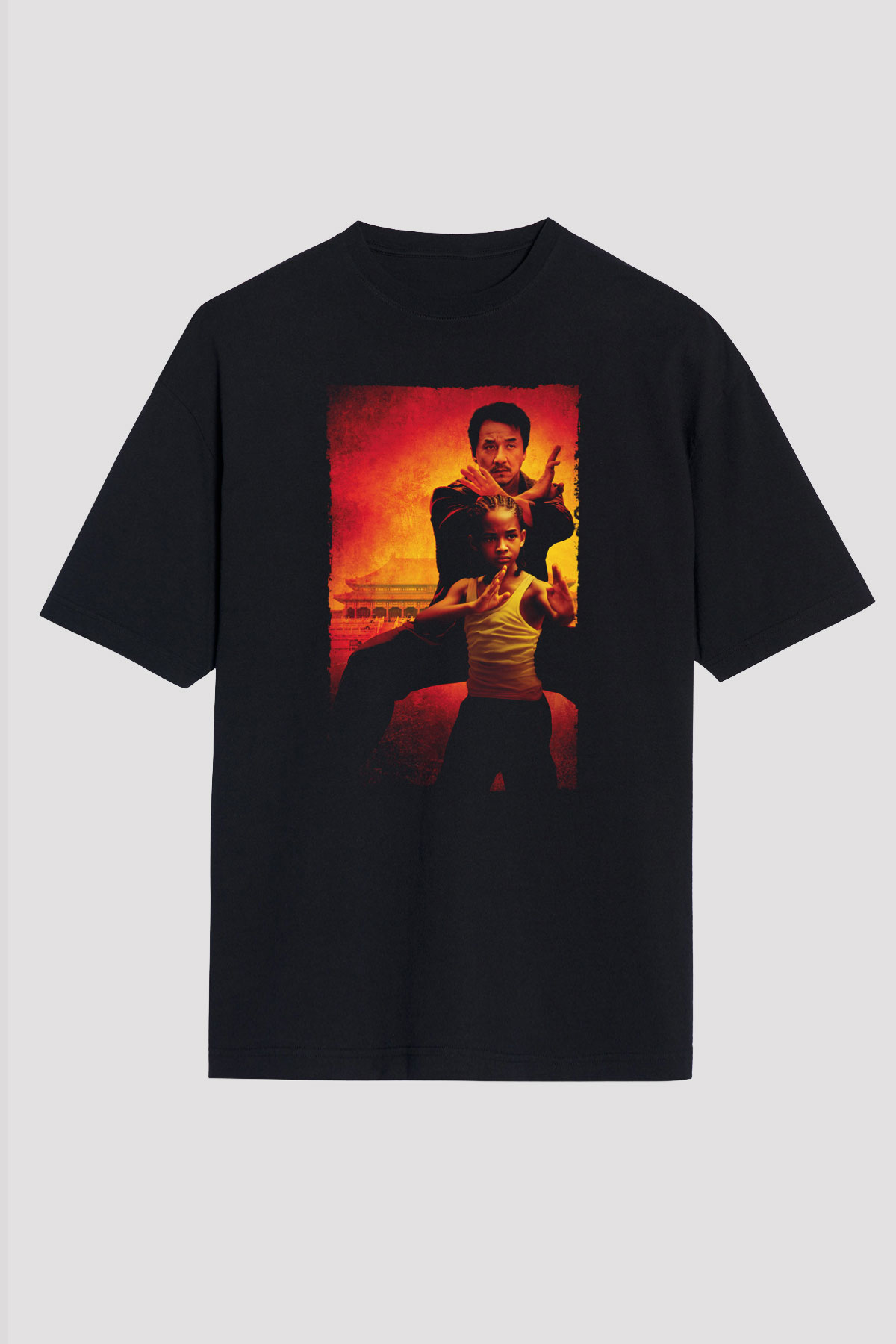 Unisex Karateci Çocuk (The Karate Kid) Baskılı Siyah Oversize Tshirt