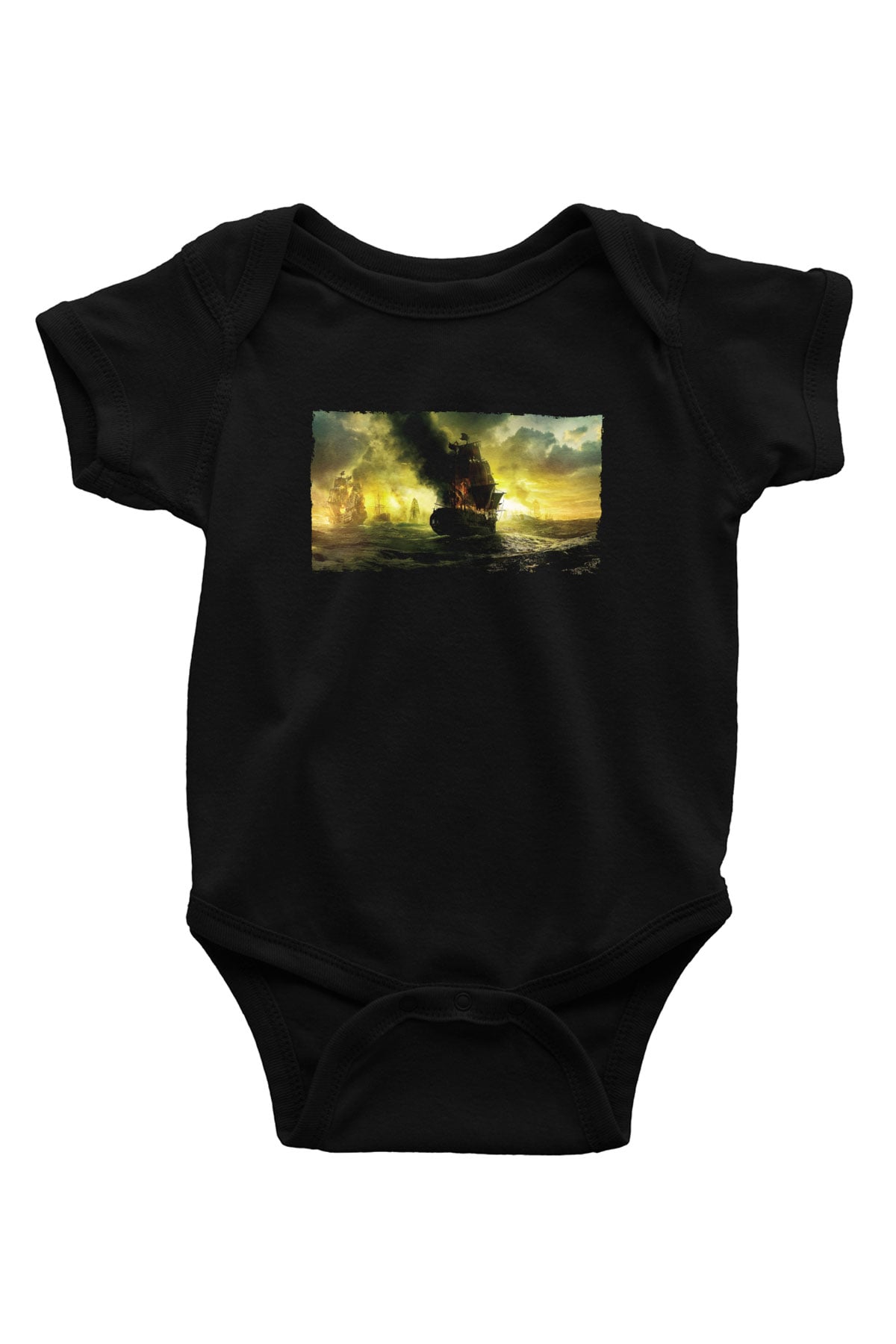 Unisex Karayip Korsanları Gizemli Denizlerde (Pirates of the Caribbean On Stranger Tides) Baskılı Siyah Çocuk Unisex Tişört