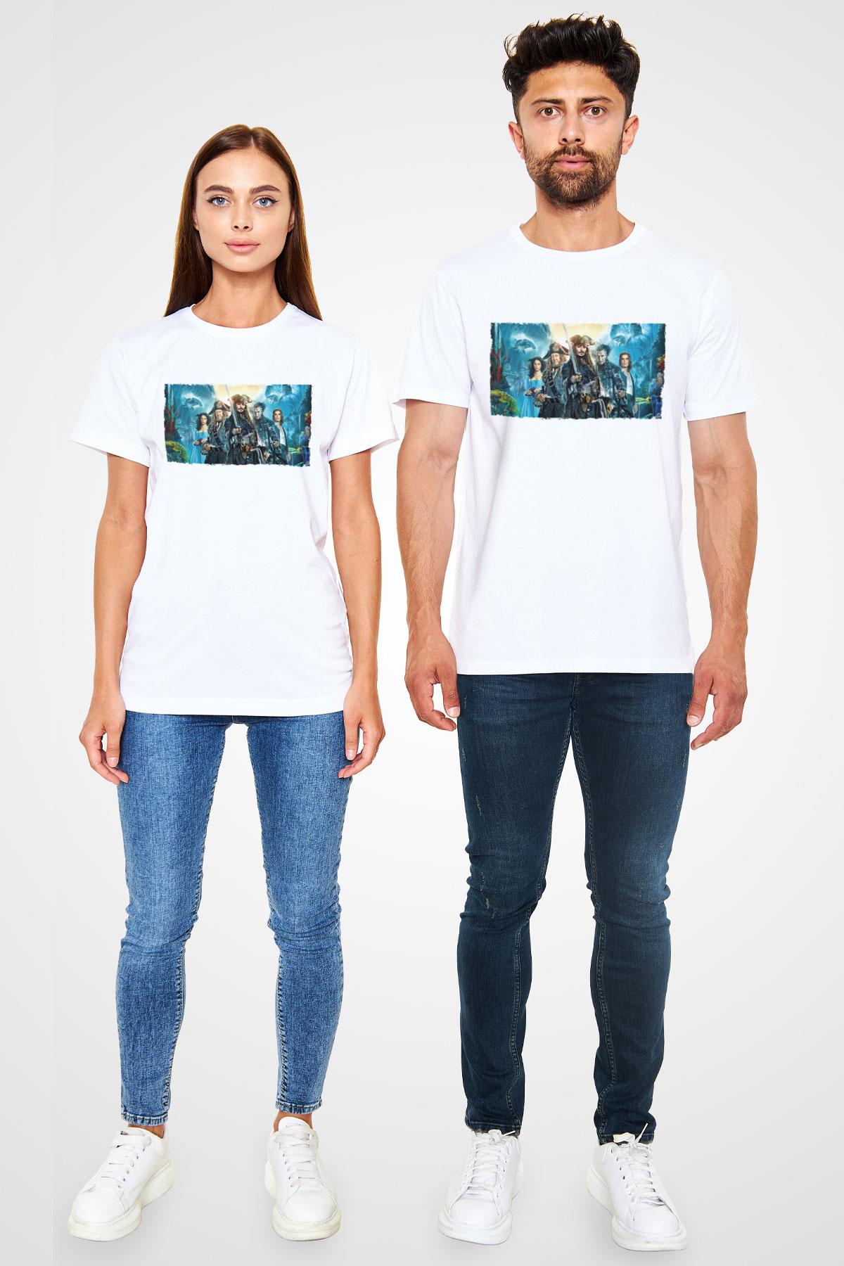 Karayip Korsanları (Pirates of the Caribbean) Baskılı Beyaz Tshirt