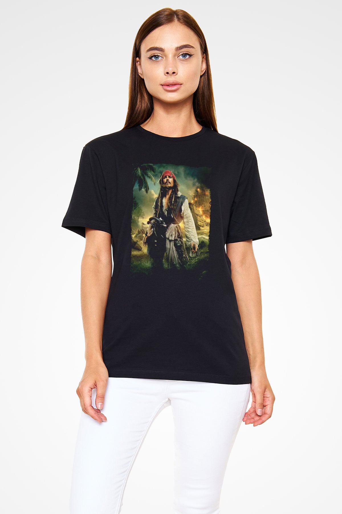 Karayip Korsanları (Pirates of the Caribbean) Baskılı Siyah Tişört