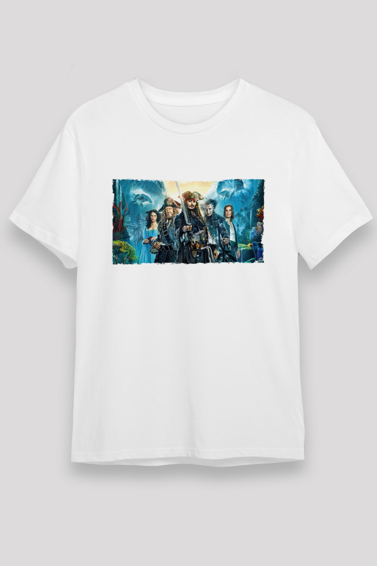 Karayip Korsanları (Pirates of the Caribbean) Baskılı Beyaz Tshirt