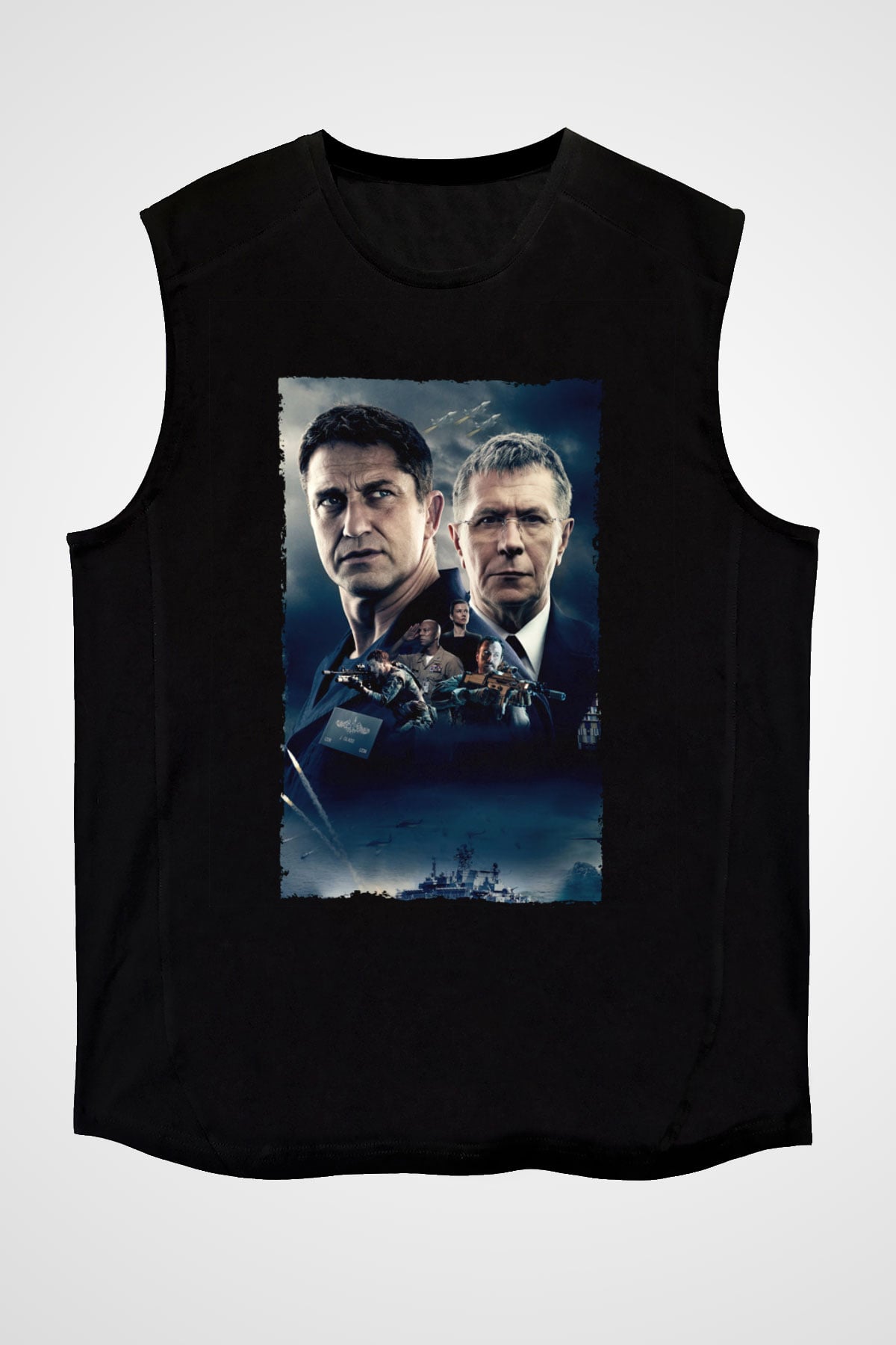 Unisex Katil Avcısı (Hunter Killer) Baskılı Siyah Kolsuz Tişört