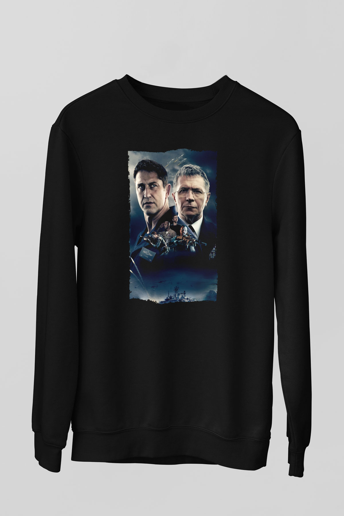 Unisex Katil Avcısı (Hunter Killer) Baskılı Siyah Sweatshirt