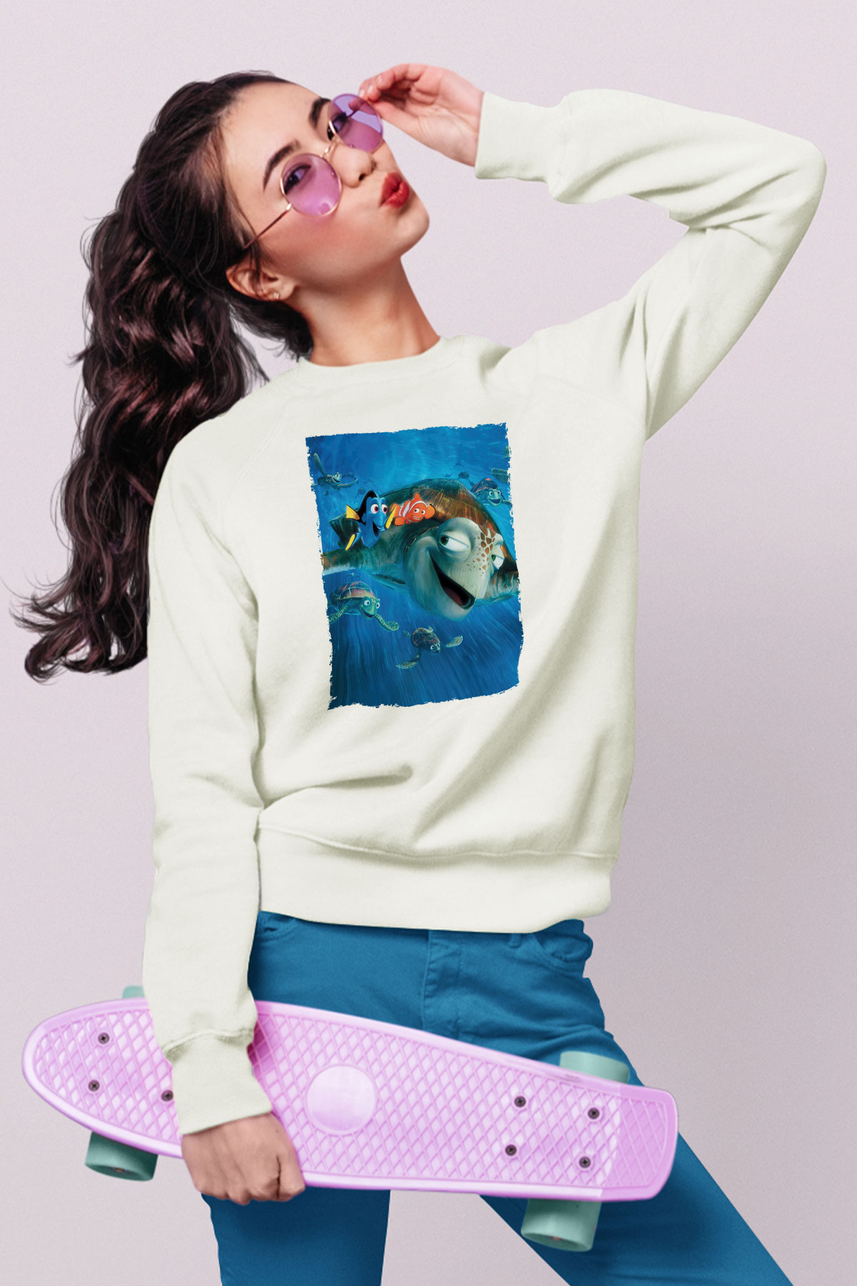 Unisex Kayıp Balık Nemo (Finding Nemo) Baskılı Beyaz T shirt