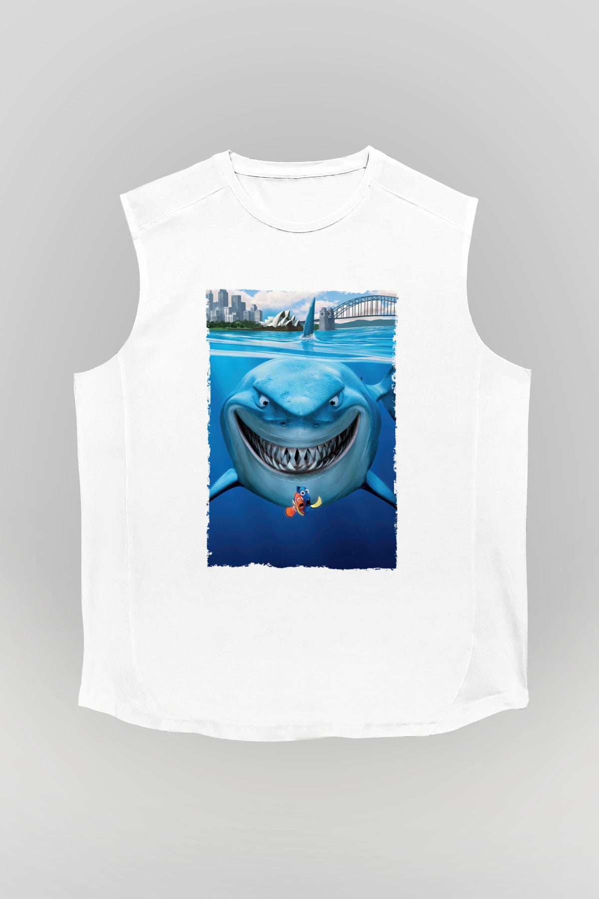 Unisex Kayıp Balık Nemo (Finding Nemo) Baskılı Beyaz Kolsuz T-shirt