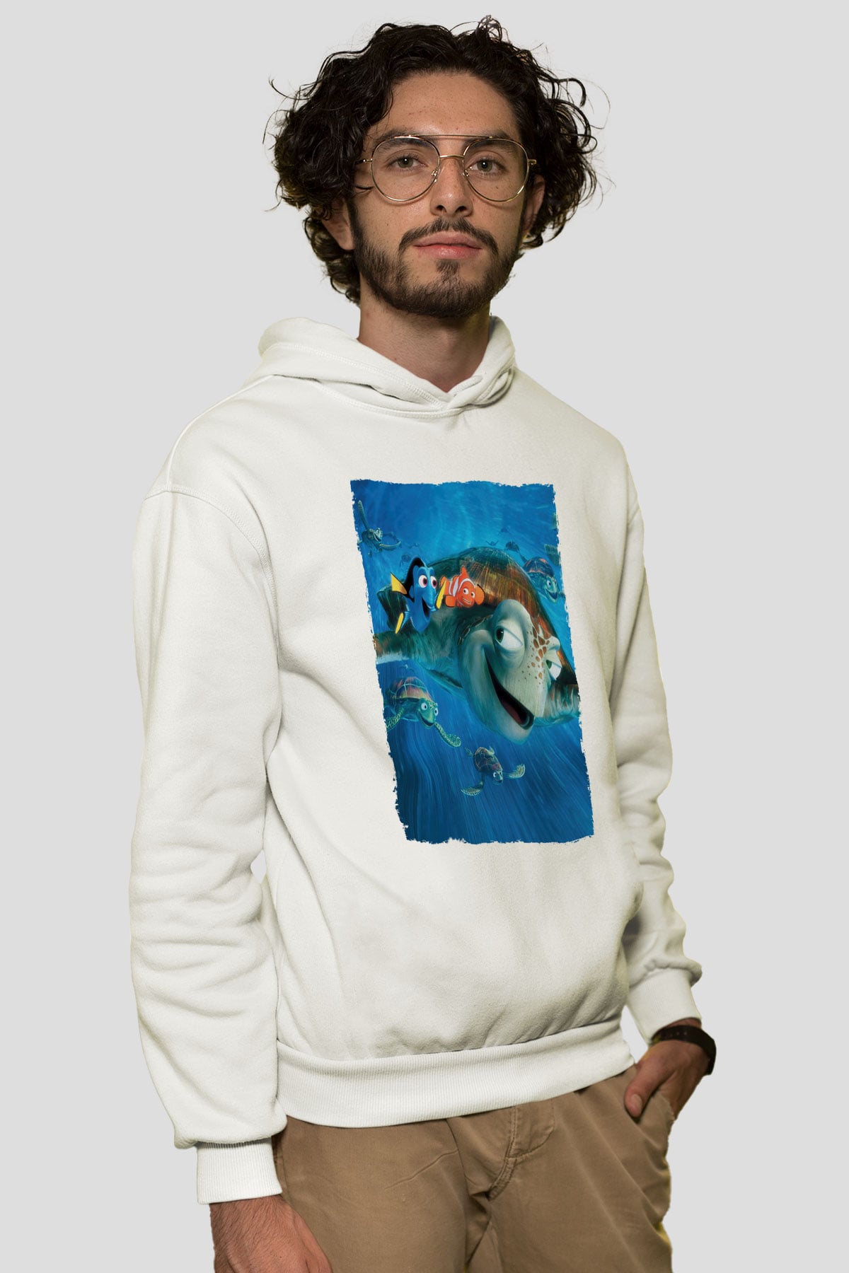 Unisex Kayıp Balık Nemo (Finding Nemo) Baskılı Beyaz T shirt