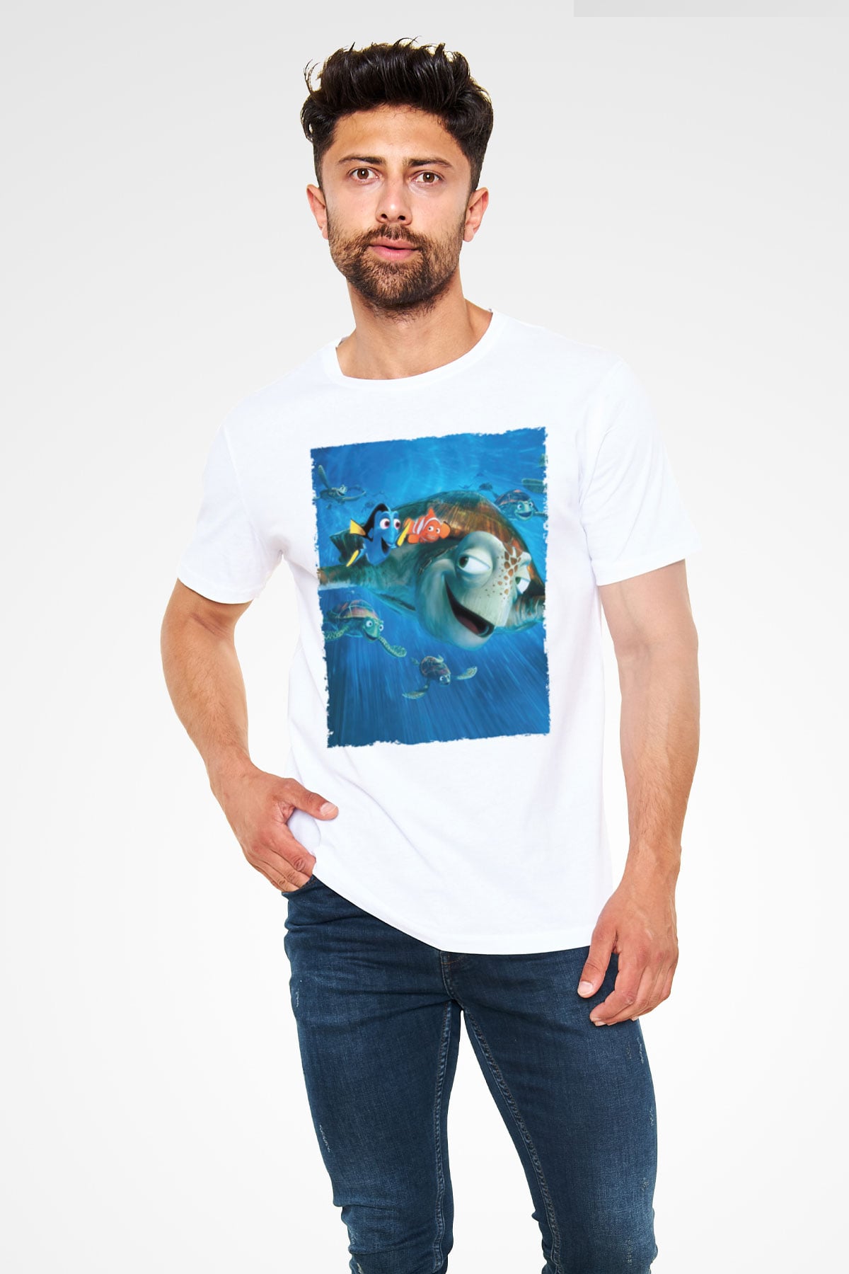 Kayıp Balık Nemo (Finding Nemo) Baskılı Beyaz T shirt