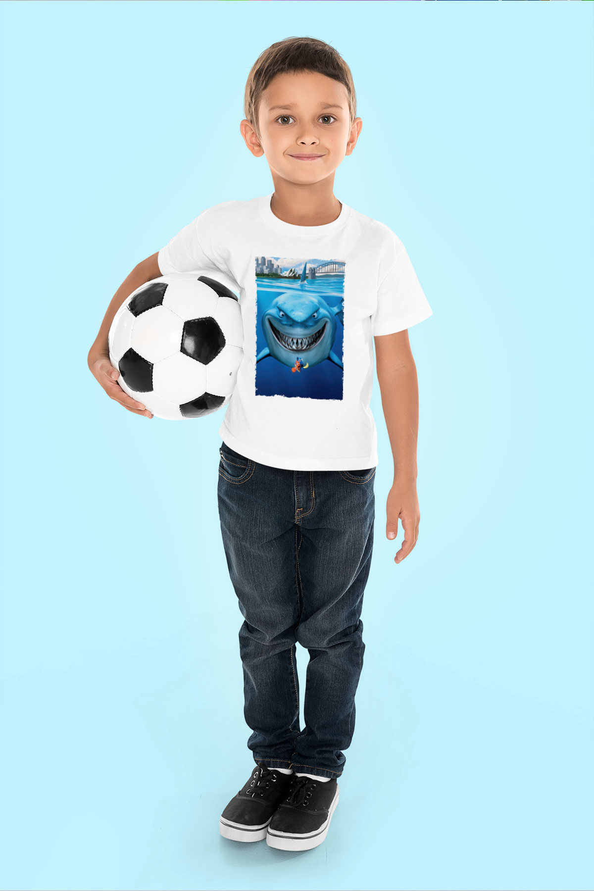 Unisex Kayıp Balık Nemo (Finding Nemo) Baskılı Beyaz Çocuk Tshirt