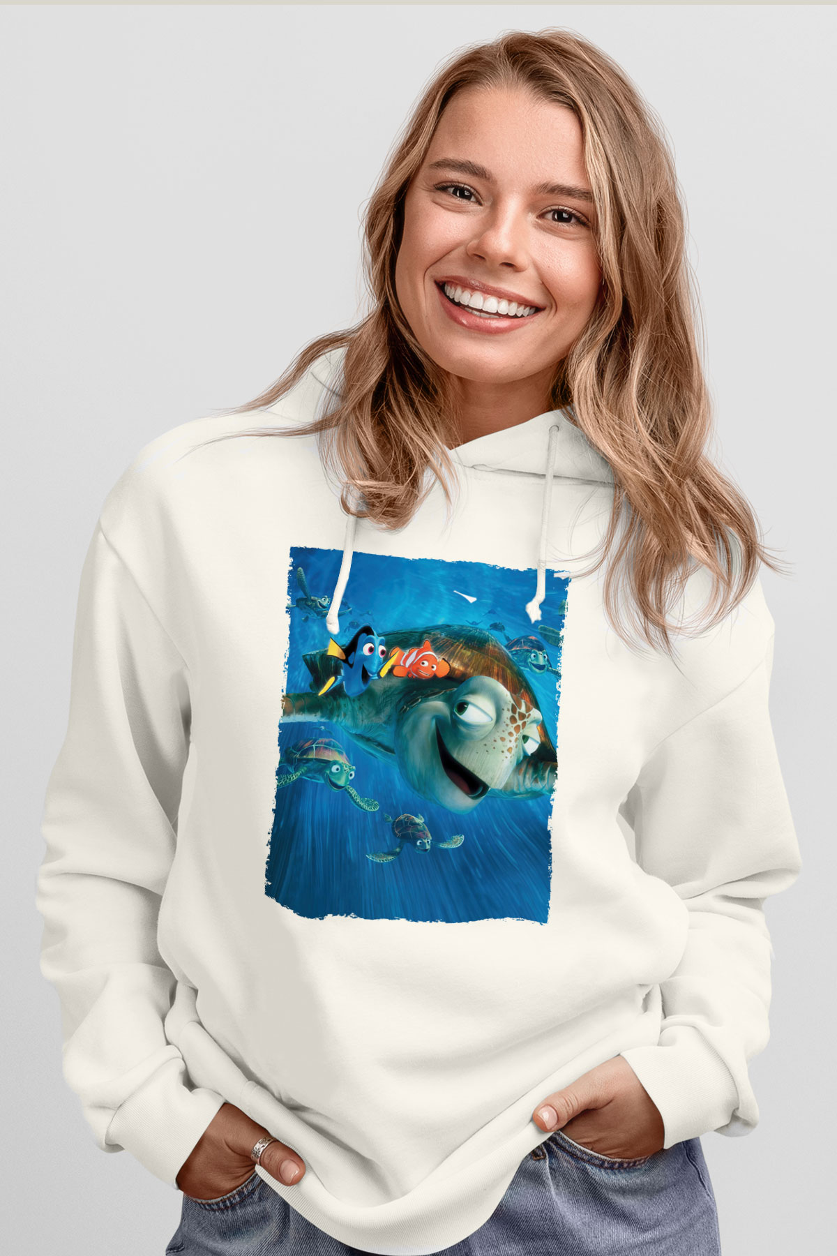 Unisex Kayıp Balık Nemo (Finding Nemo) Baskılı Beyaz T shirt