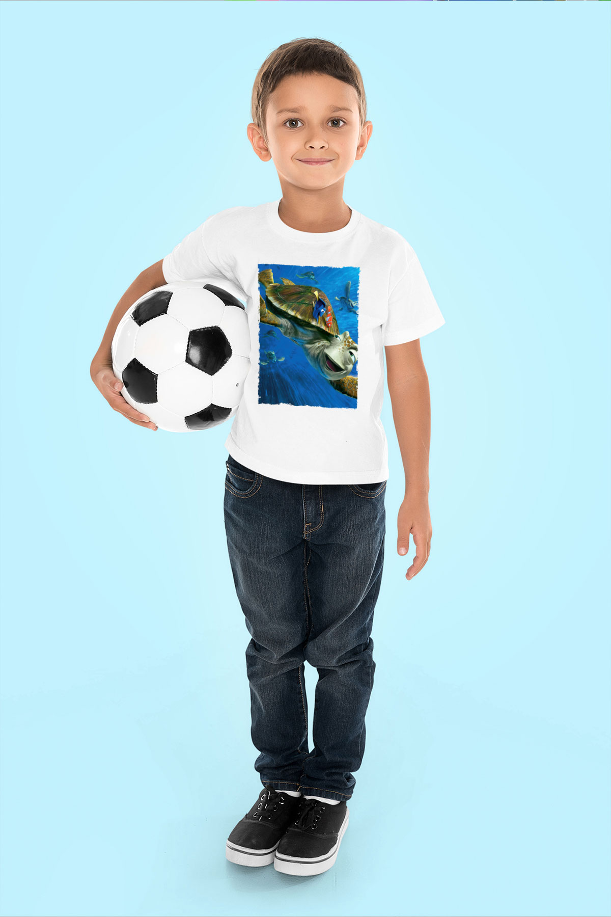 Unisex Kayıp Balık Nemo (Finding Nemo) Baskılı Beyaz Çocuk Tişört