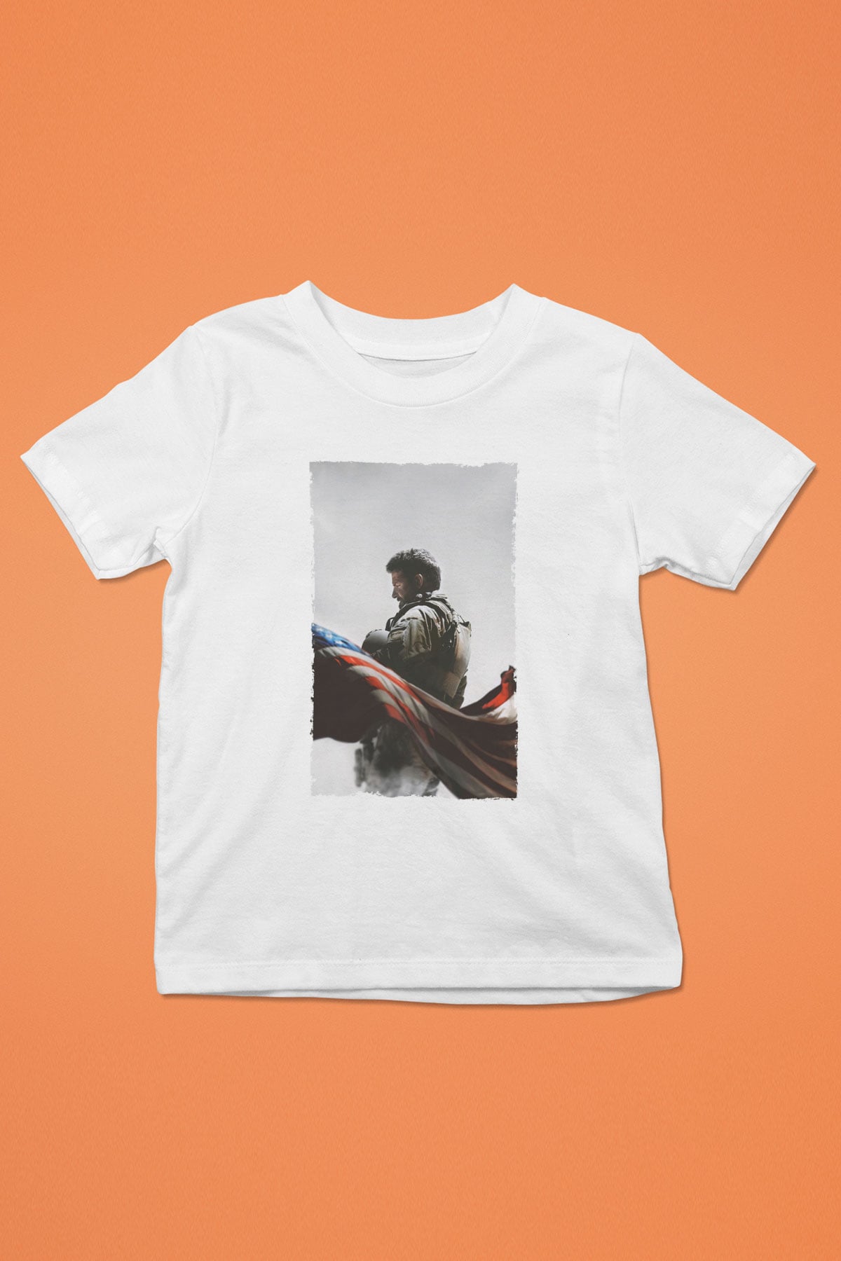 Unisex Keskin Nişancı - American Sniper Baskılı Beyaz Çocuk Tshirt