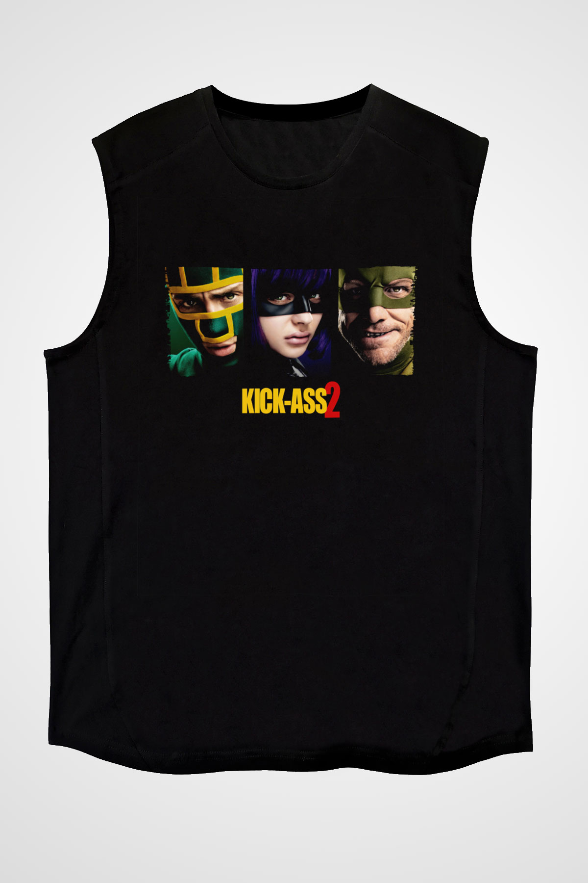 Unisex Kick Ass 2 Baskılı Siyah Kolsuz Tshirt
