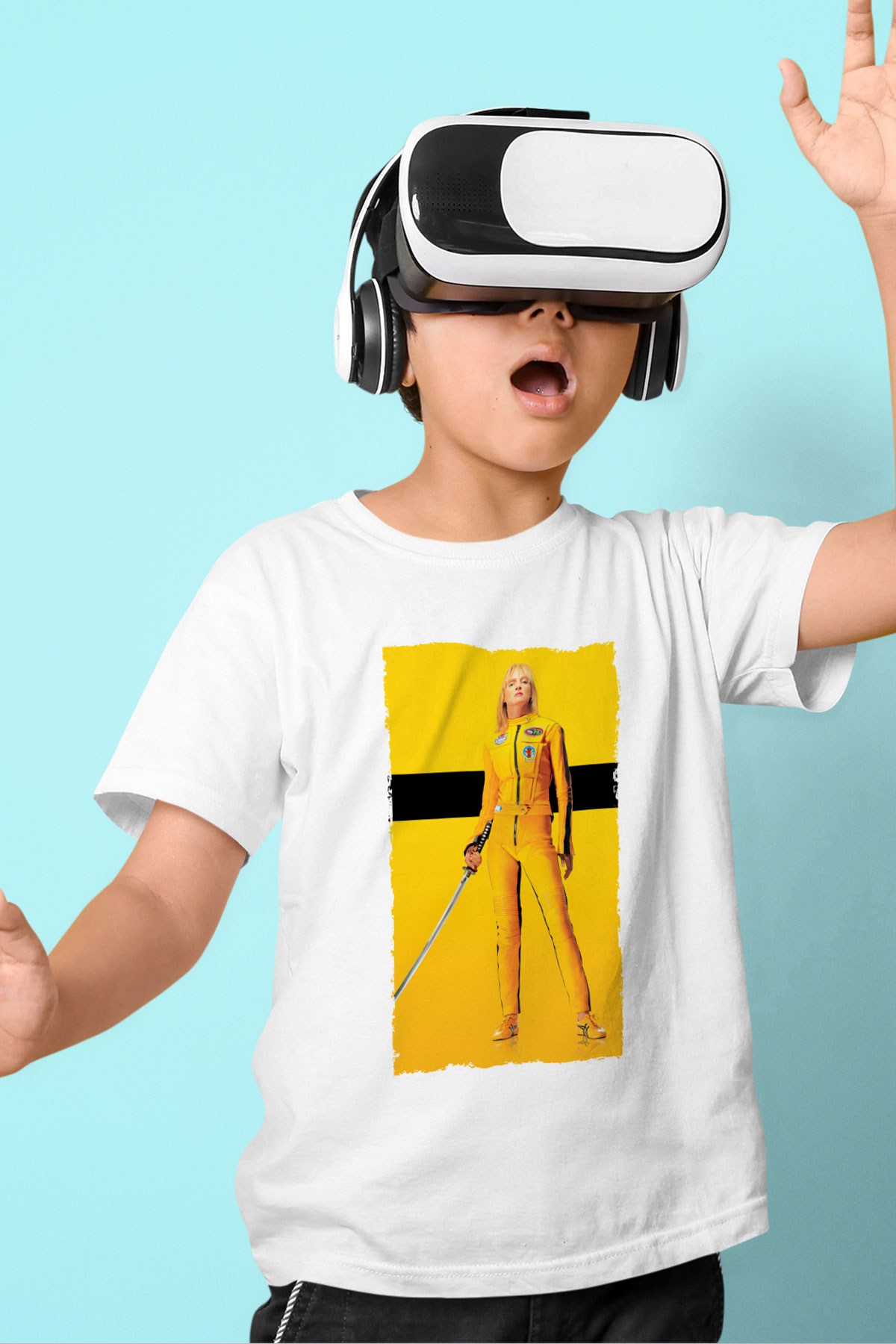 Unisex Kill Bill Baskılı Beyaz Çocuk Tshirt