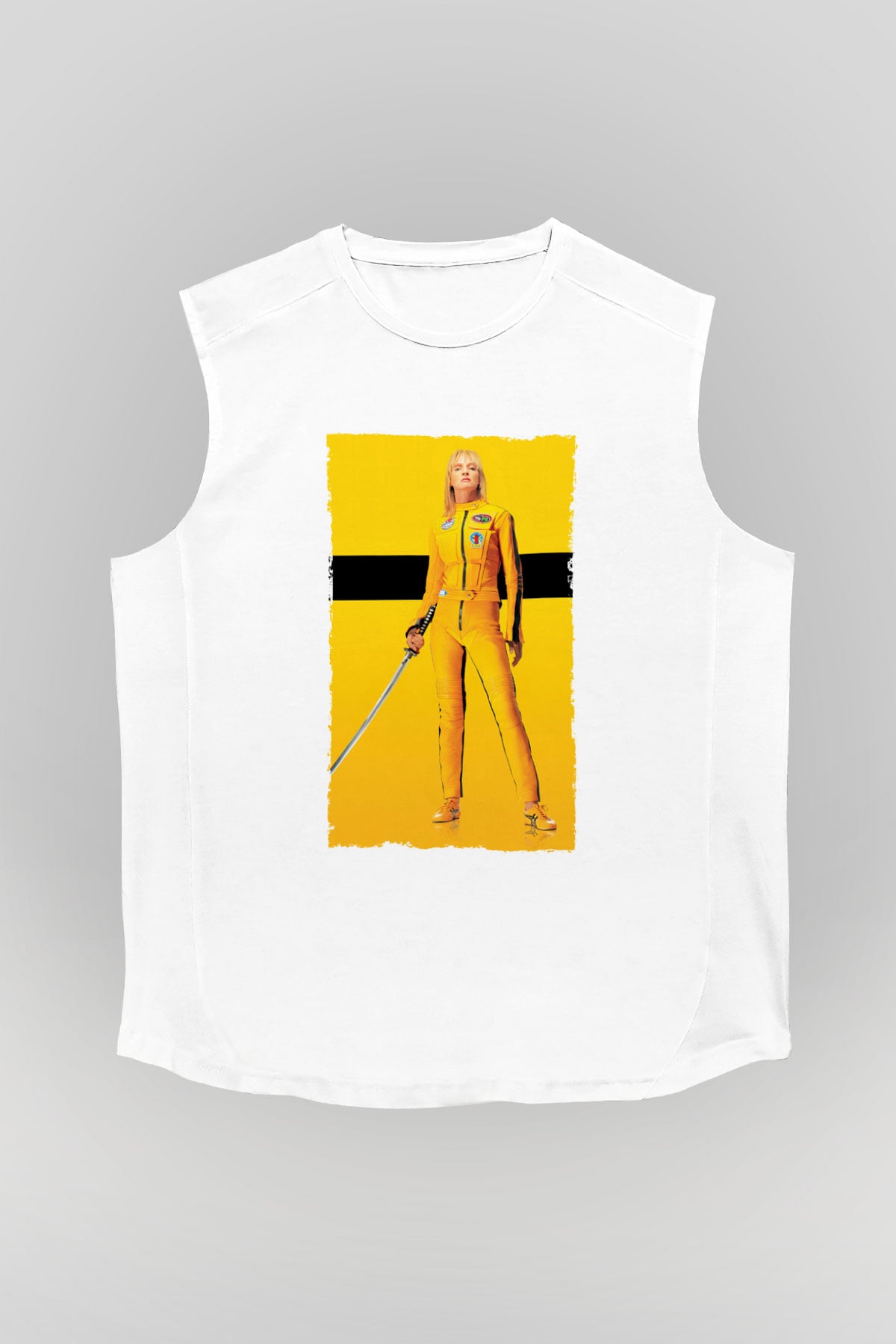 Unisex Kill Bill Baskılı Beyaz Kolsuz Tshirt