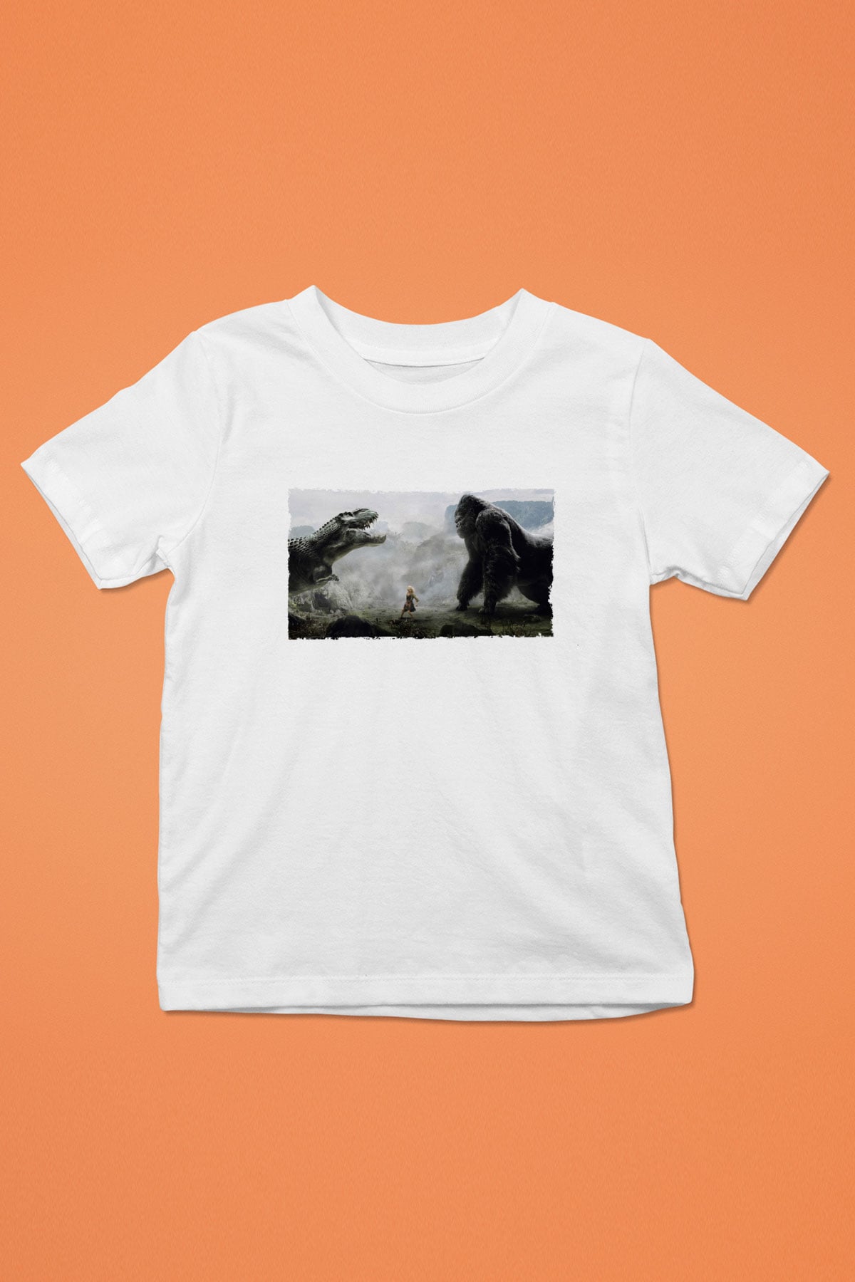 Unisex King Kong Baskılı Beyaz Çocuk Tshirt