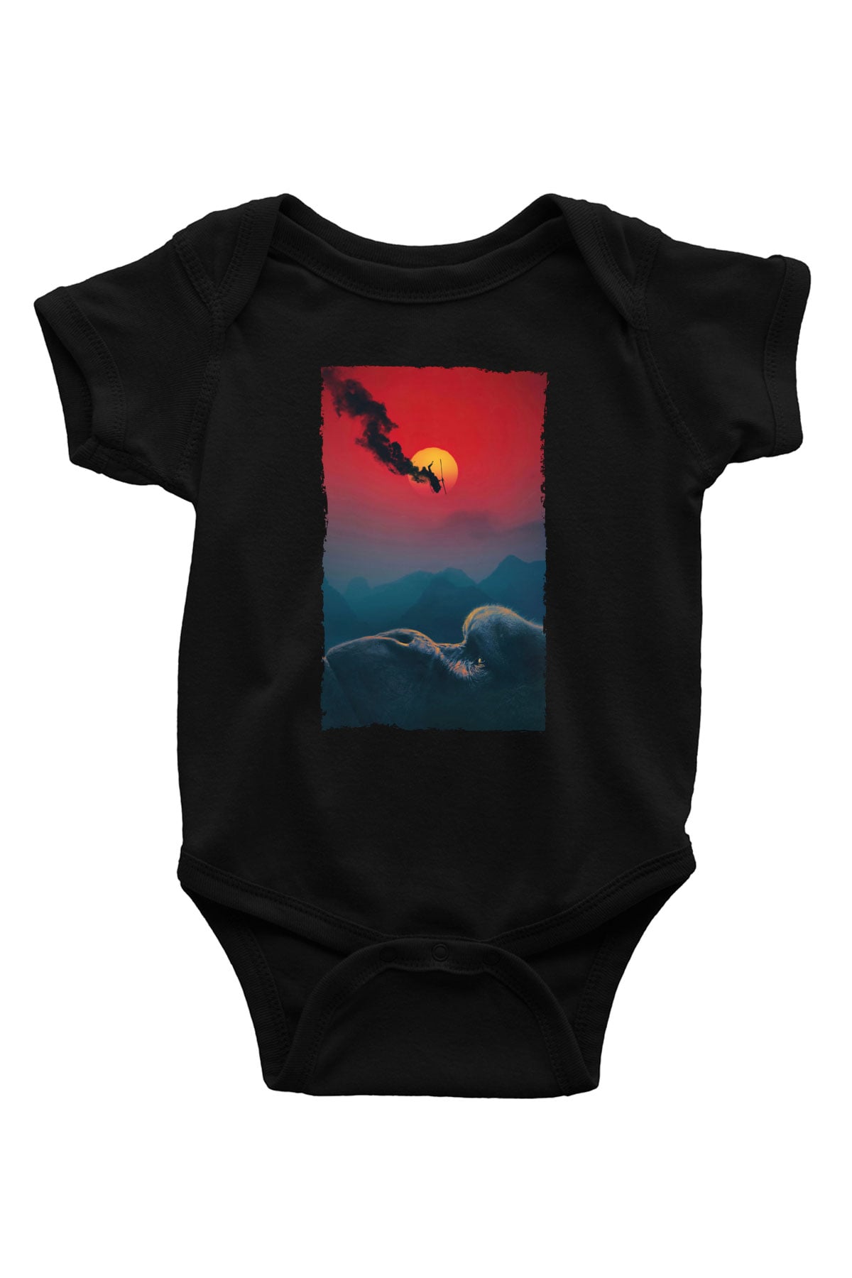 Unisex Kong Kafatası Adası (Kong Skull Island) Baskılı Siyah Çocuk Unisex Tişört