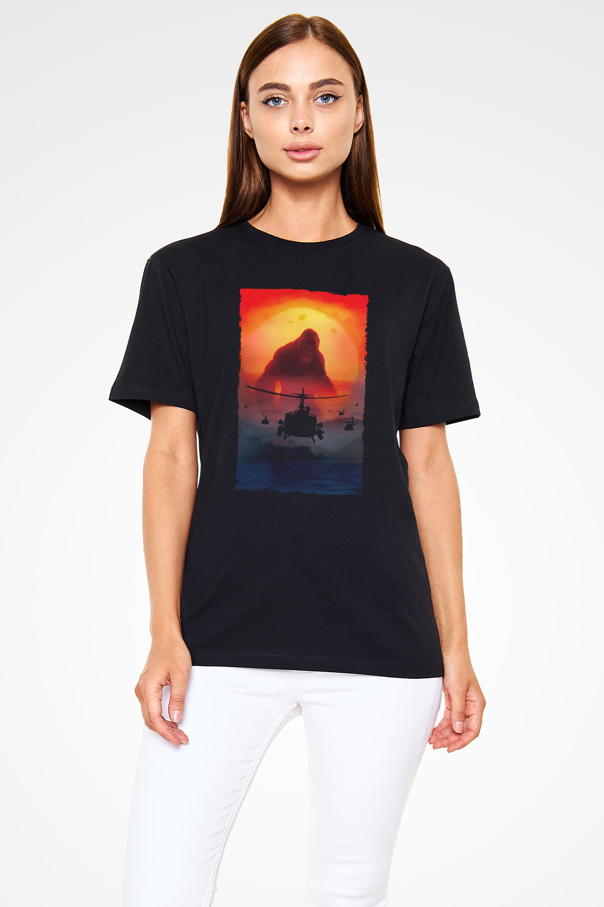 Kong Kafatası Adası (Kong Skull Island) Baskılı Siyah Tshirt
