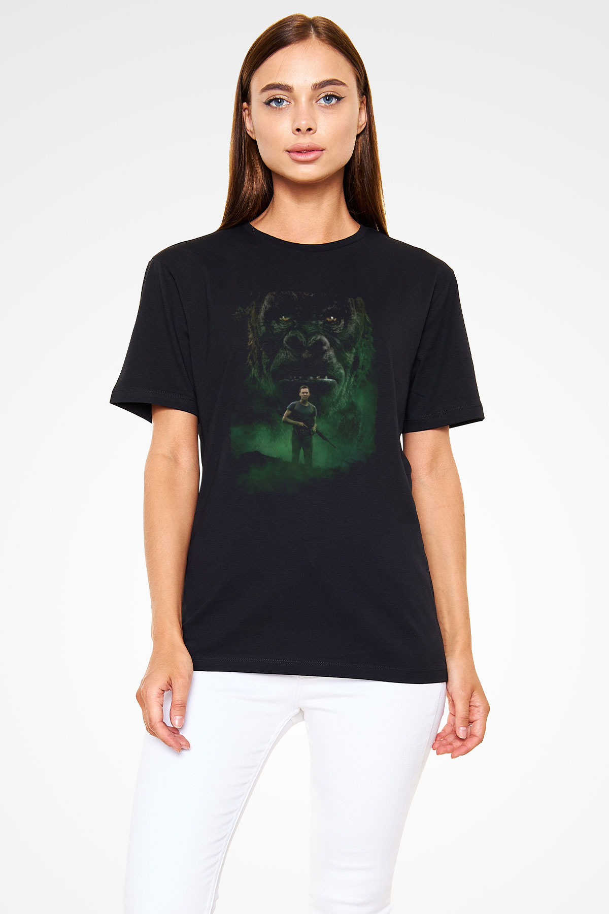 Kong Kafatası Adası (Kong Skull Island) Baskılı Siyah T-Shirt