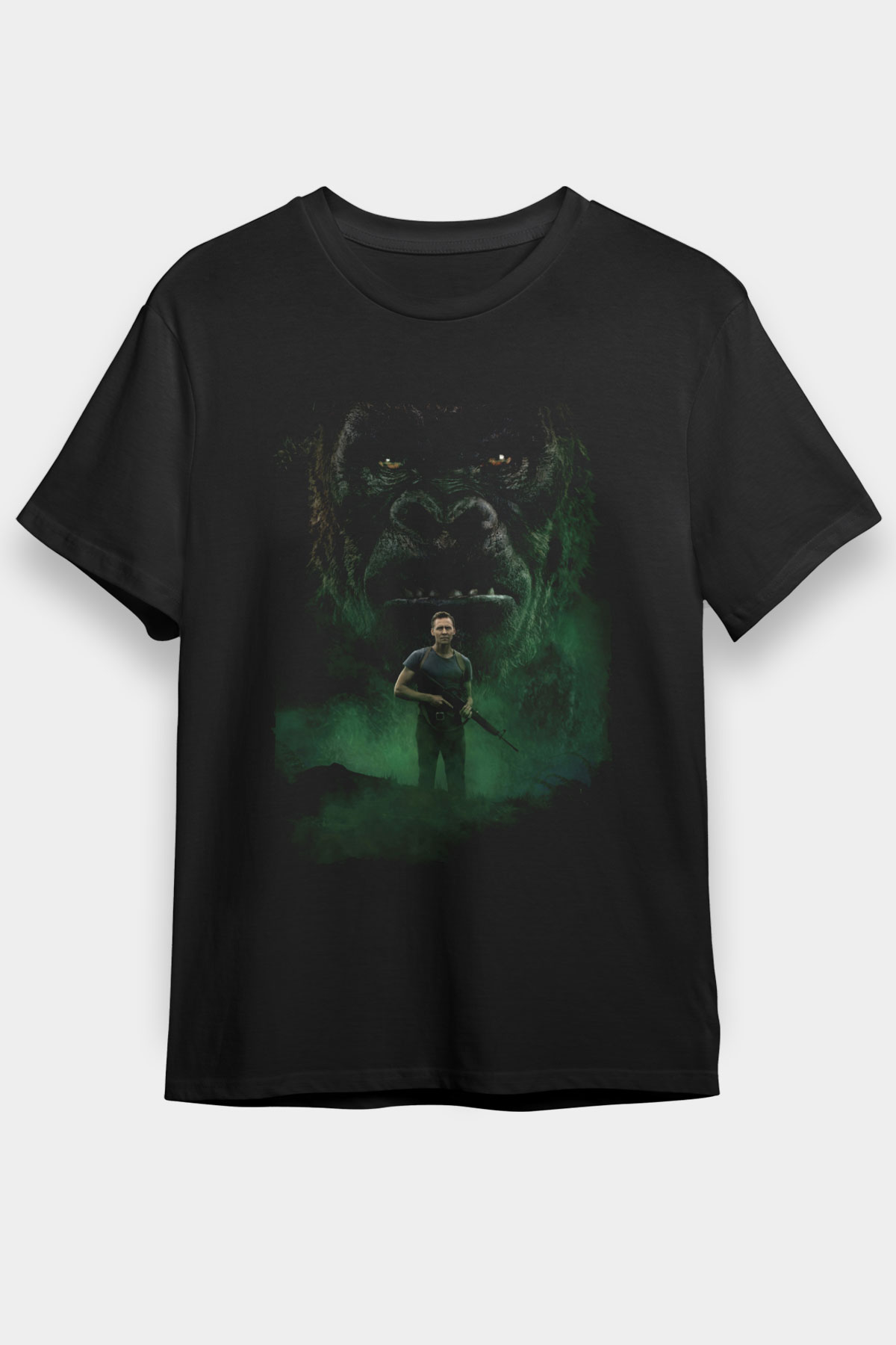 Kong Kafatası Adası (Kong Skull Island) Baskılı Siyah T-Shirt