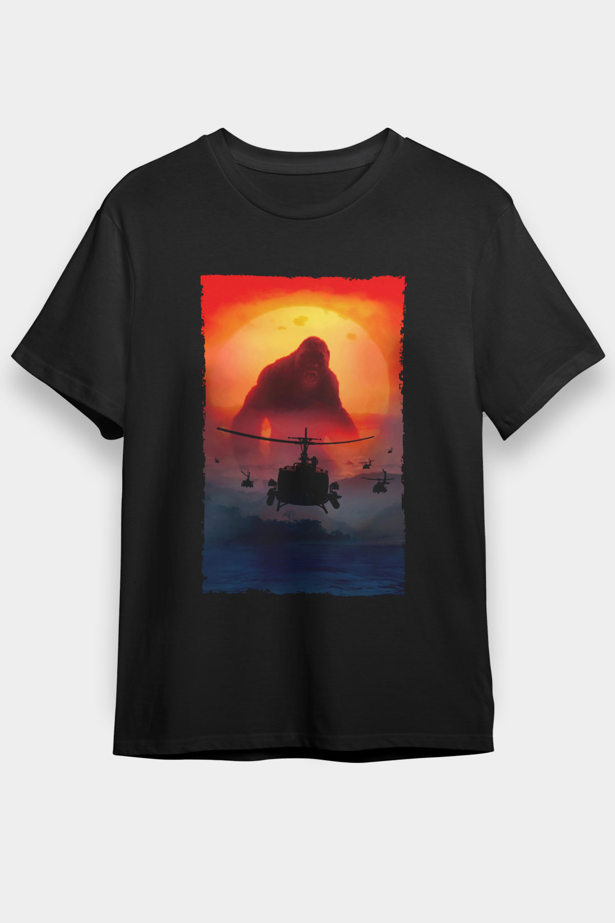 Kong Kafatası Adası (Kong Skull Island) Baskılı Siyah Tshirt