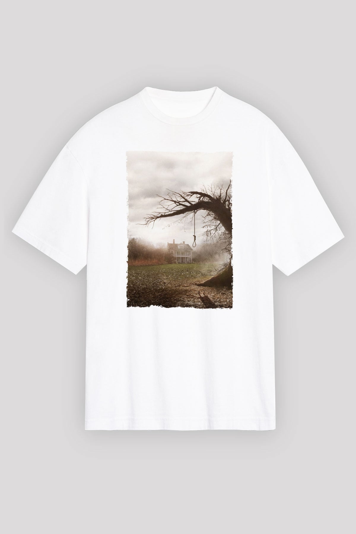 Unisex Korku Seansı (The Conjuring) Baskılı Beyaz Oversize Oversize T-shirt