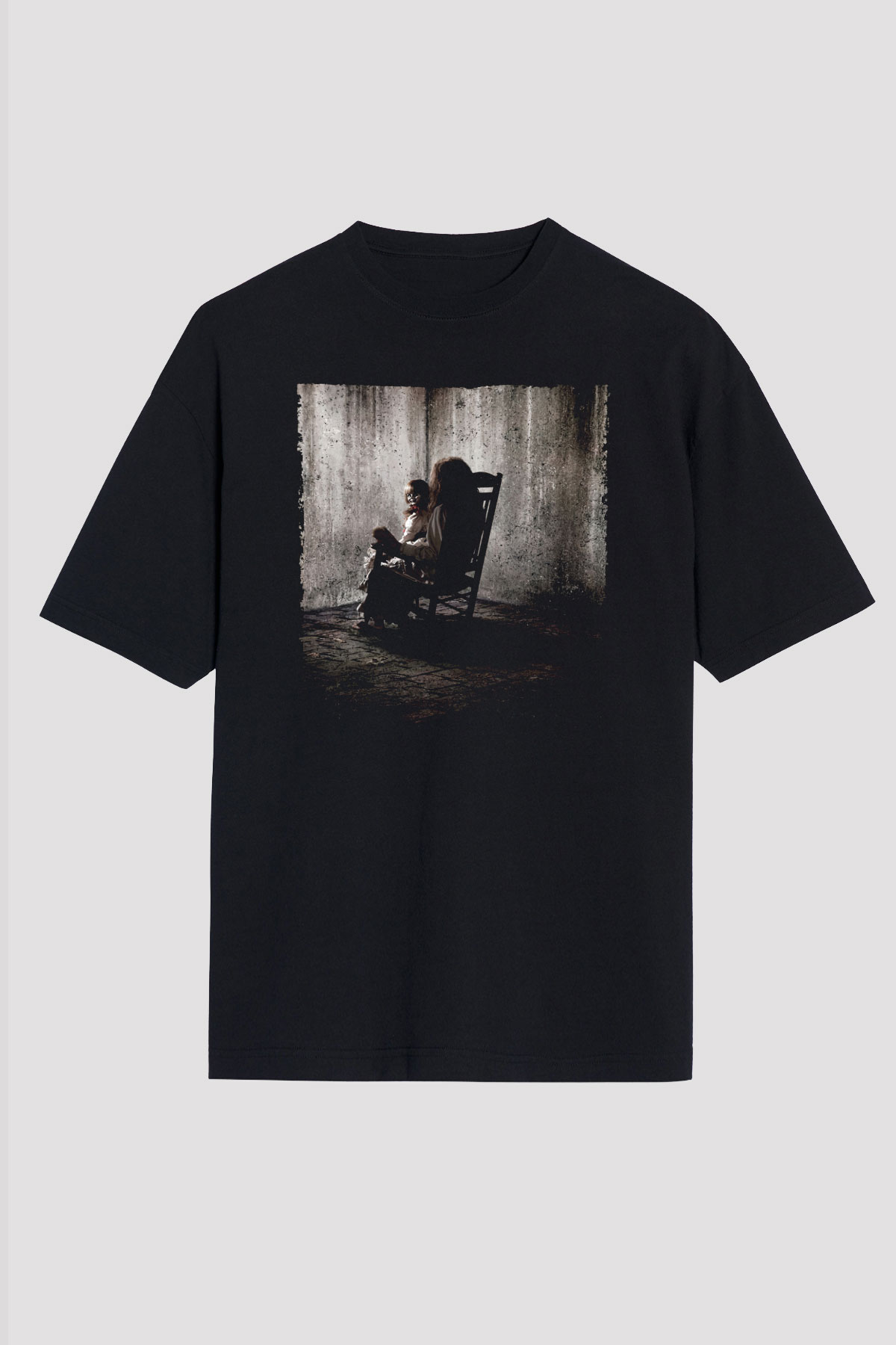Unisex Korku Seansı (The Conjuring) Baskılı Siyah Oversize Tişört