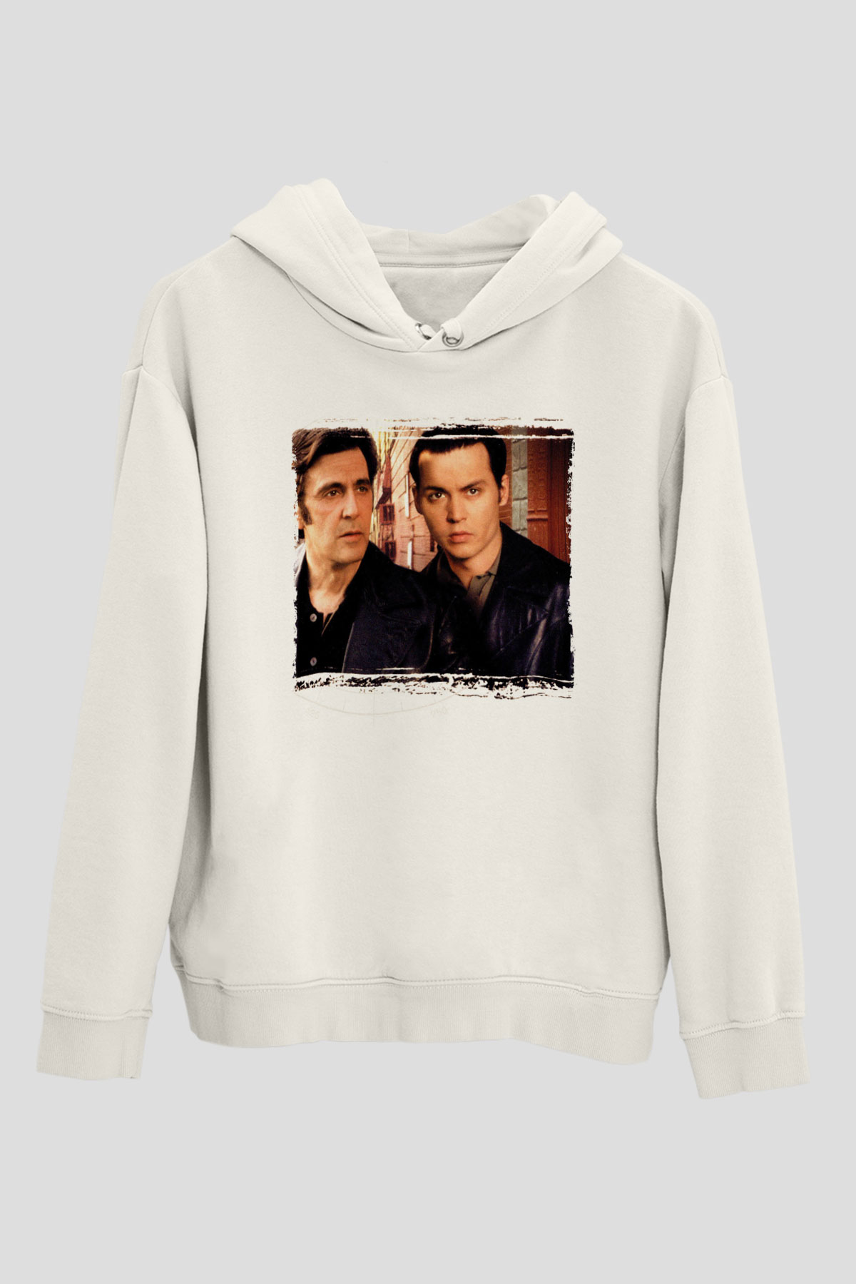 Unisex Köstebek (Donnie Brasco) Baskılı Beyaz Kapüşonlu Sweatshirt