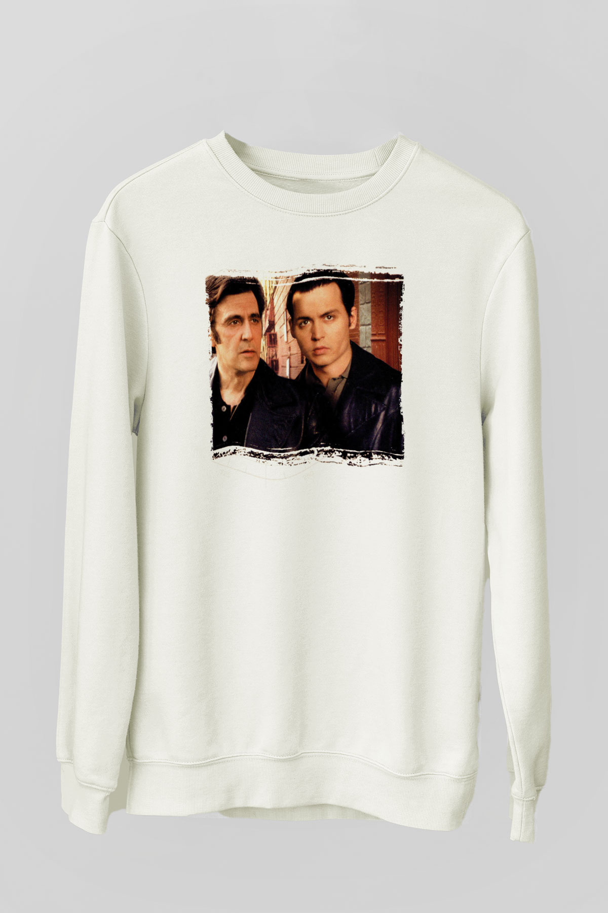 Unisex Köstebek (Donnie Brasco) Baskılı Beyaz Sweatshirt