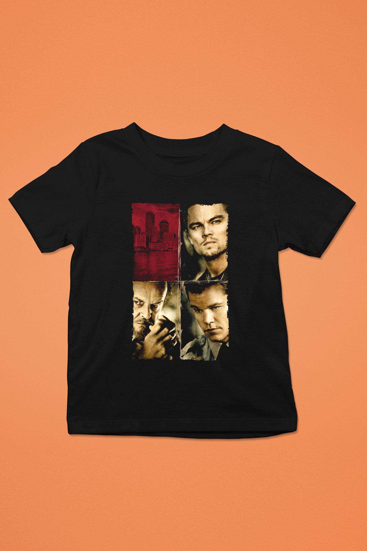 Unisex Köstebek (The Departed) Baskılı Siyah Çocuk T-Shirt
