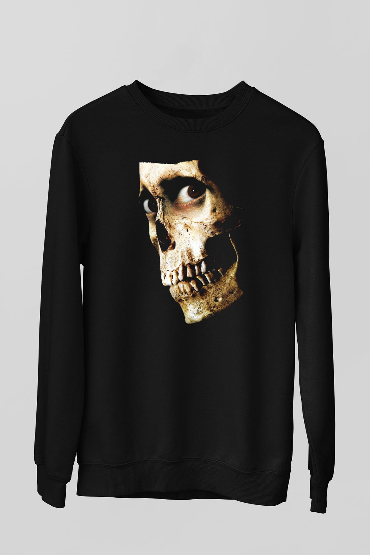 Unisex Kötü Ruh (Evil Dead) Baskılı Siyah Sweatshirt