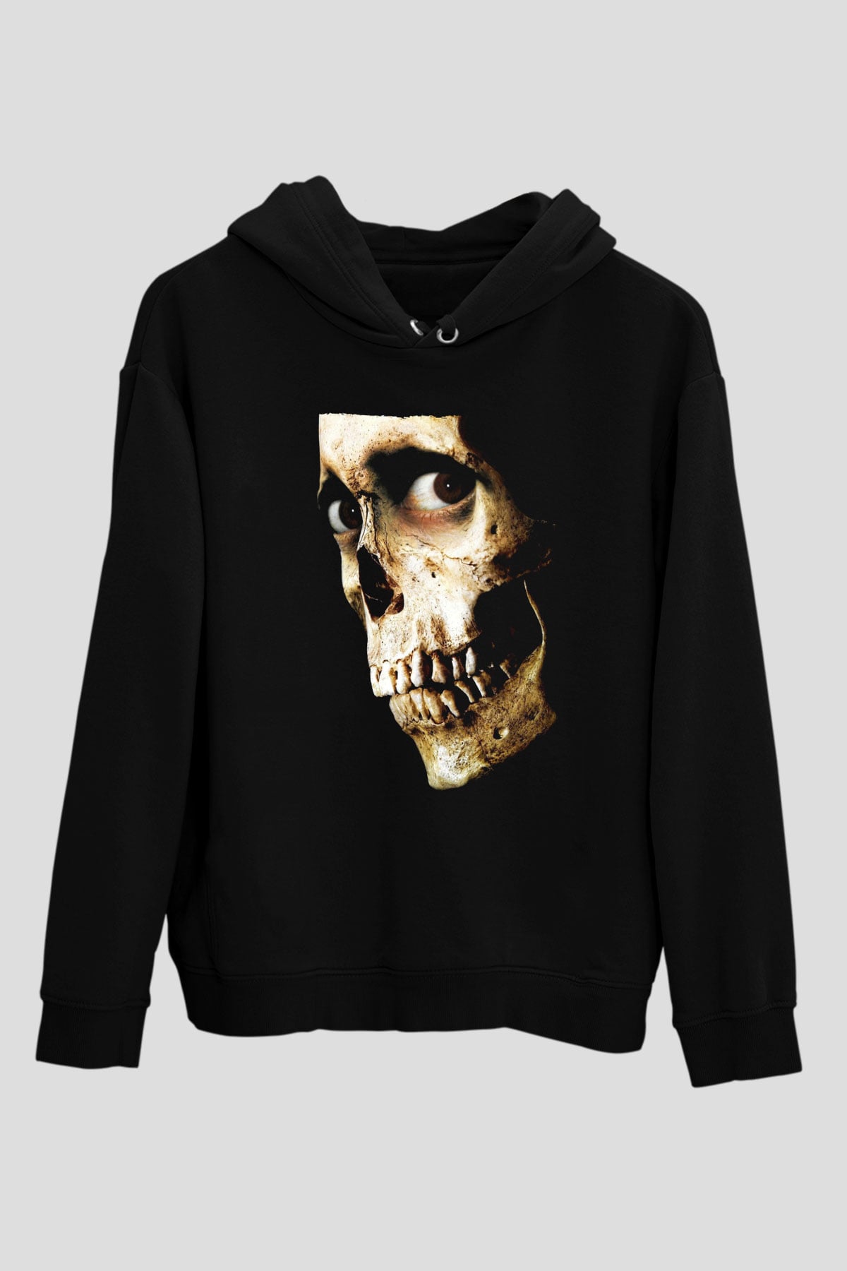 Unisex Kötü Ruh (Evil Dead) Baskılı Siyah Kapüşonlu Sweatshirt