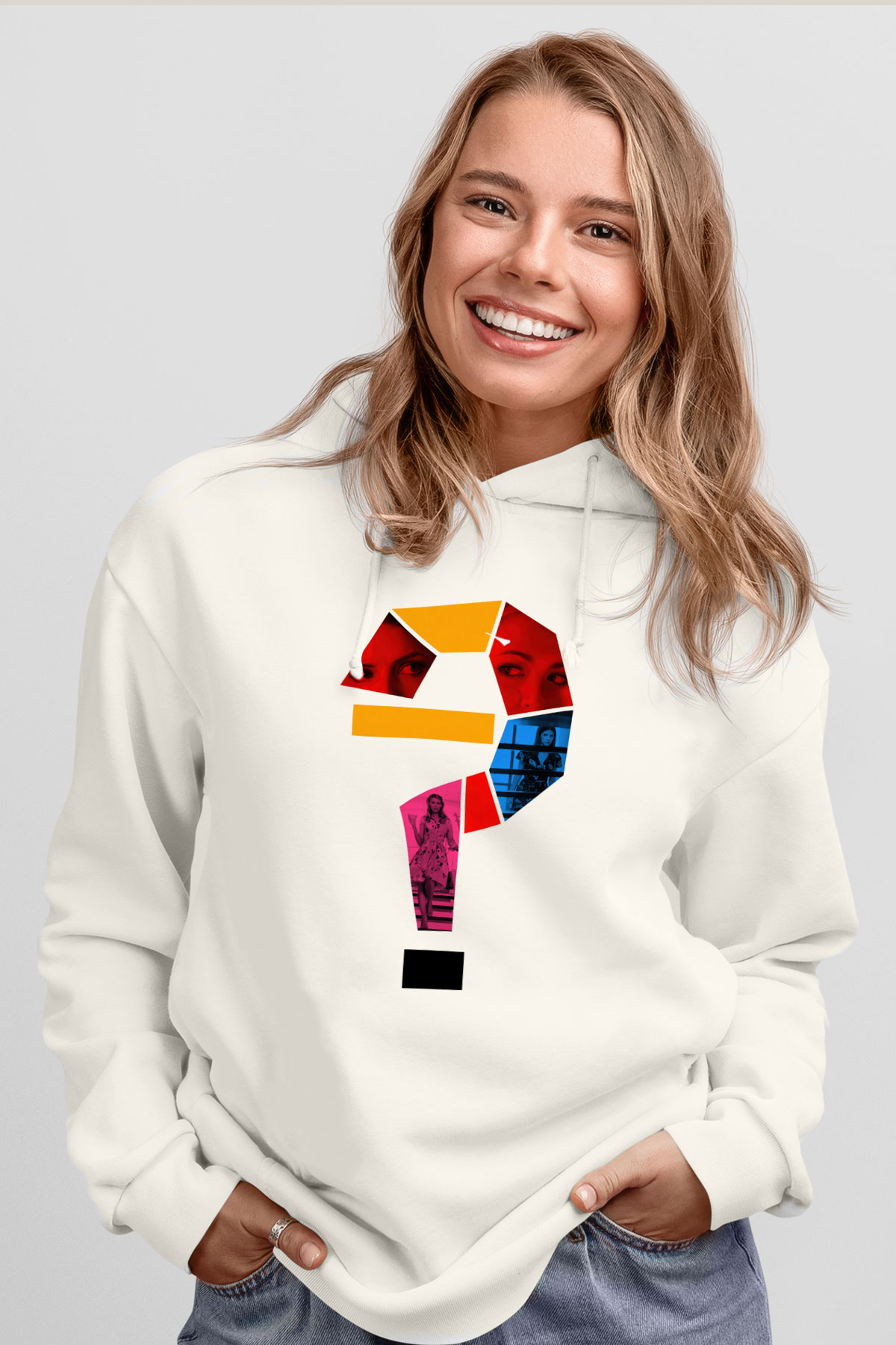 Unisex Küçük Bir Rica - A Simple Favor Baskılı Beyaz Kapüşonlu Sweatshirt