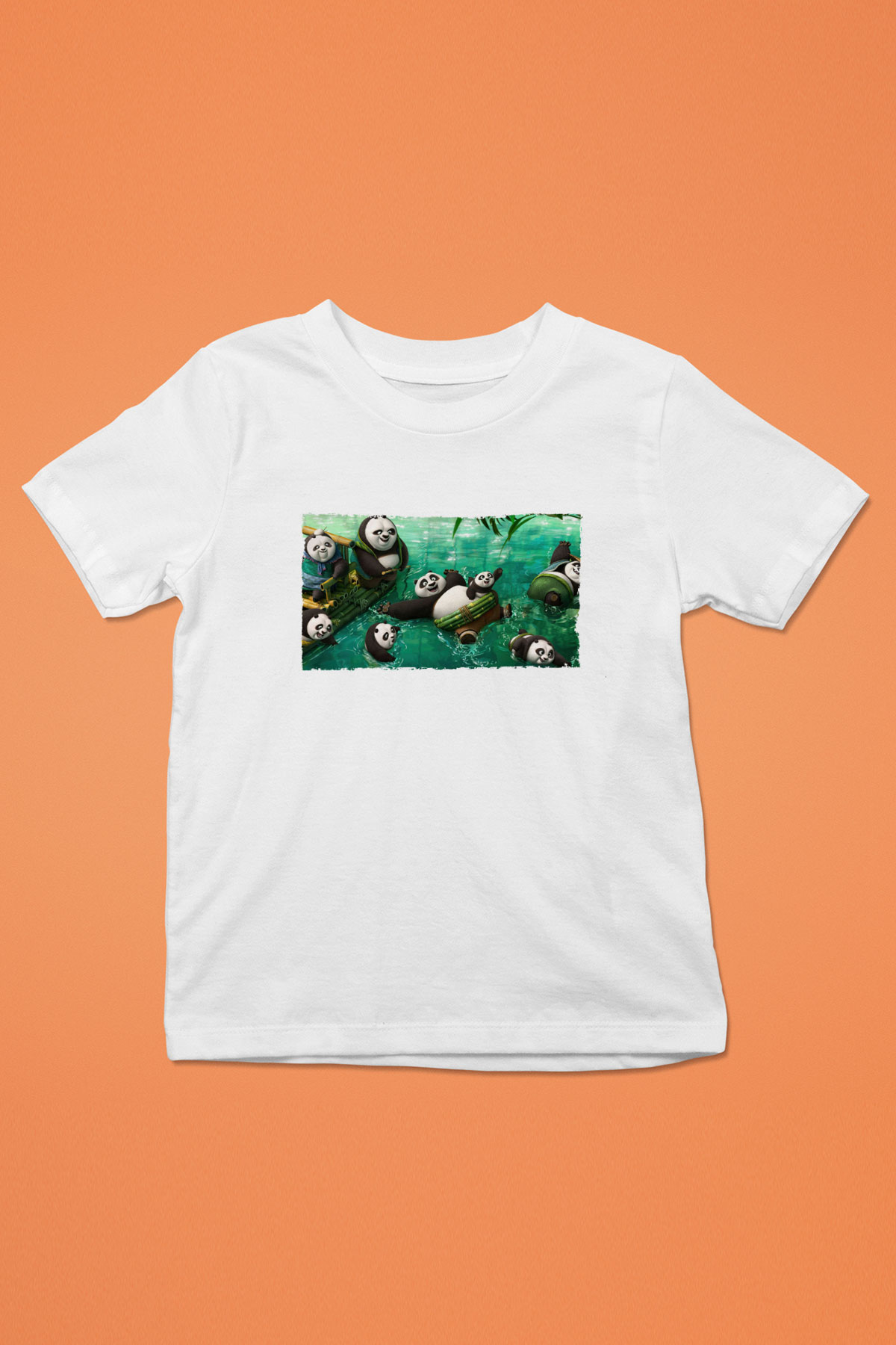 Unisex Kung Fu Panda Baskılı Beyaz Çocuk Tişört