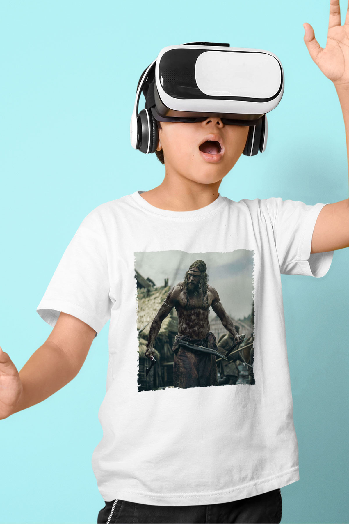 Unisex Kuzeyli (The Northman) Baskılı Beyaz Çocuk Tshirt