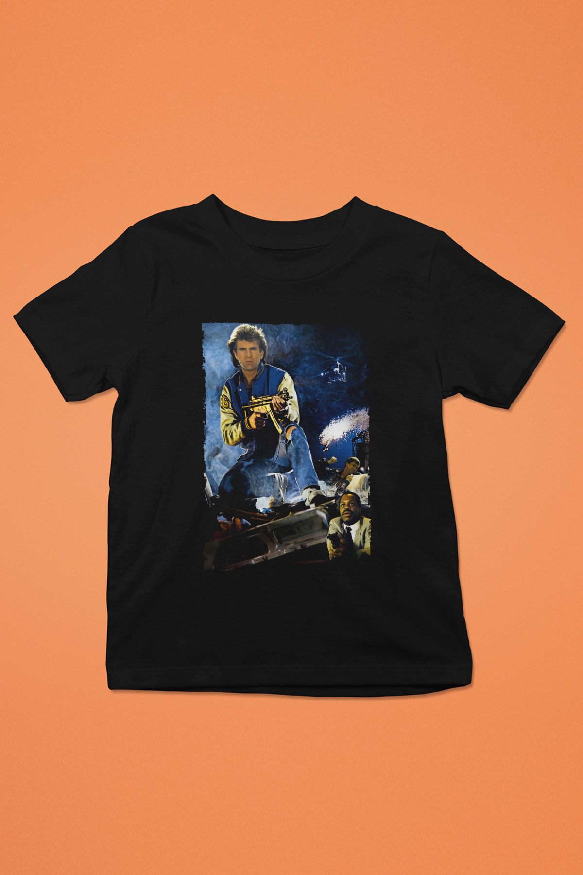 Unisex Lethal Weapon Baskılı Siyah Çocuk T-Shirt