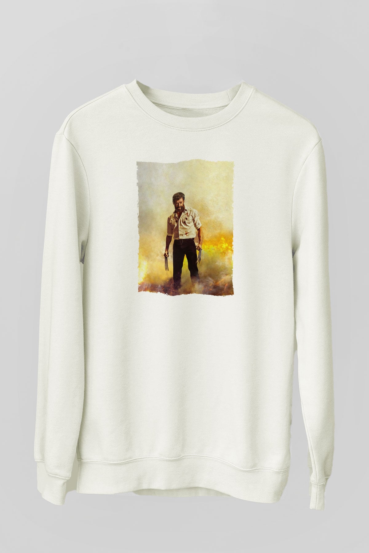 Unisex Logan Baskılı Beyaz Sweatshirt