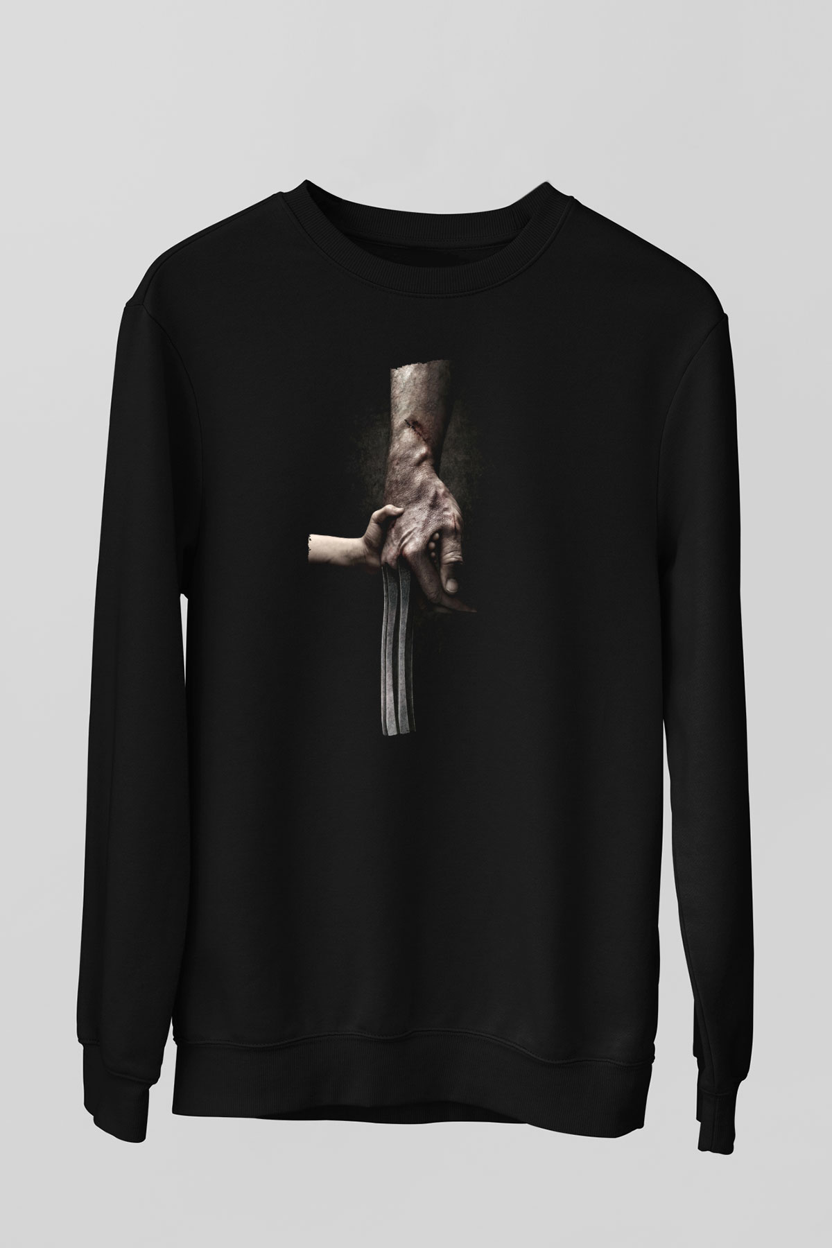 Unisex Logan Baskılı Siyah Sweatshirt