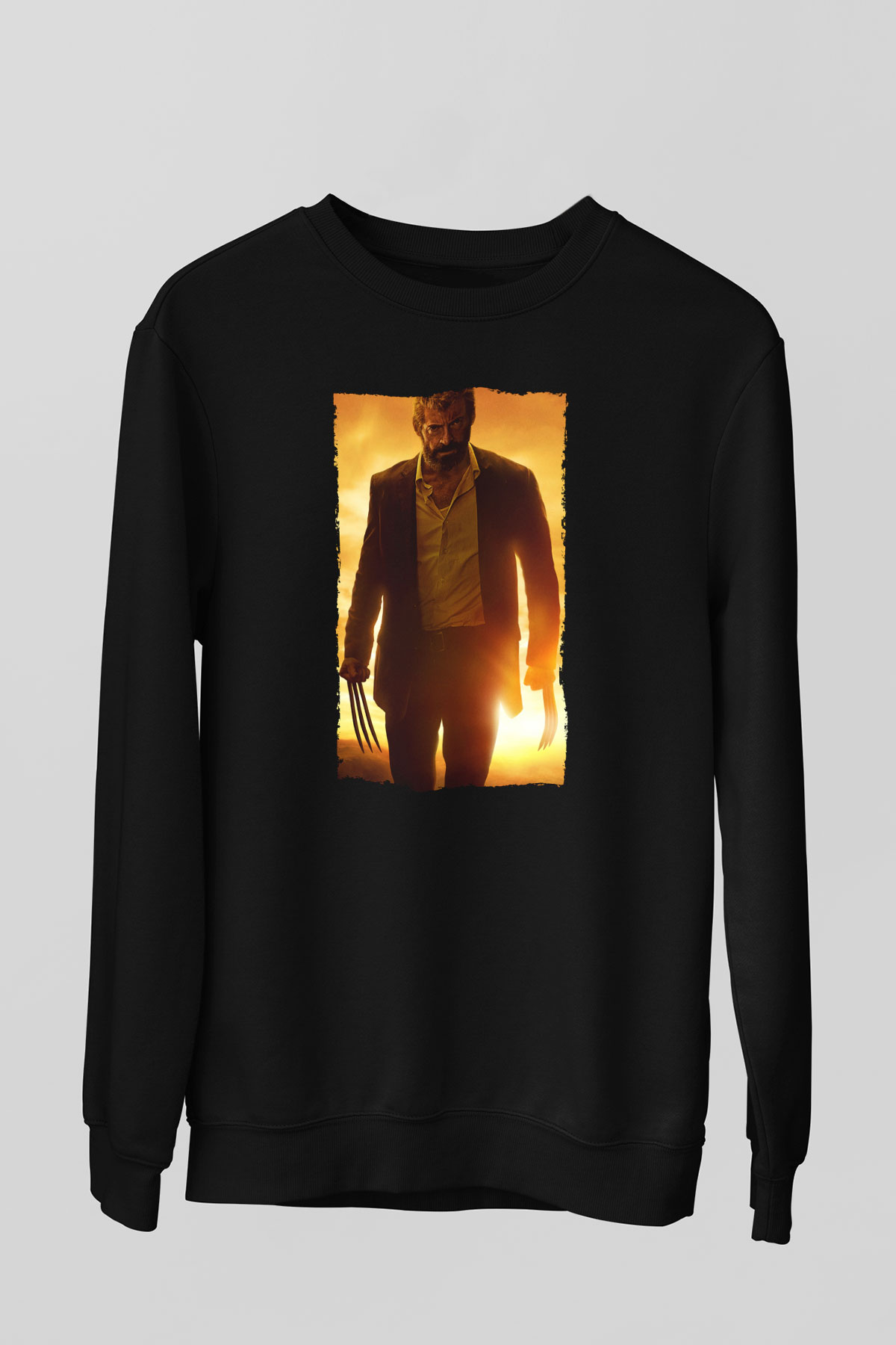 Unisex Logan Baskılı Siyah Sweatshirt