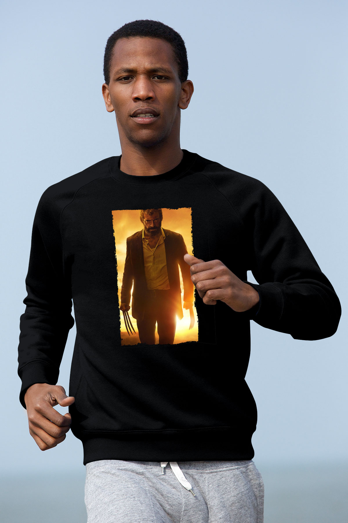 Unisex Logan Baskılı Siyah Sweatshirt