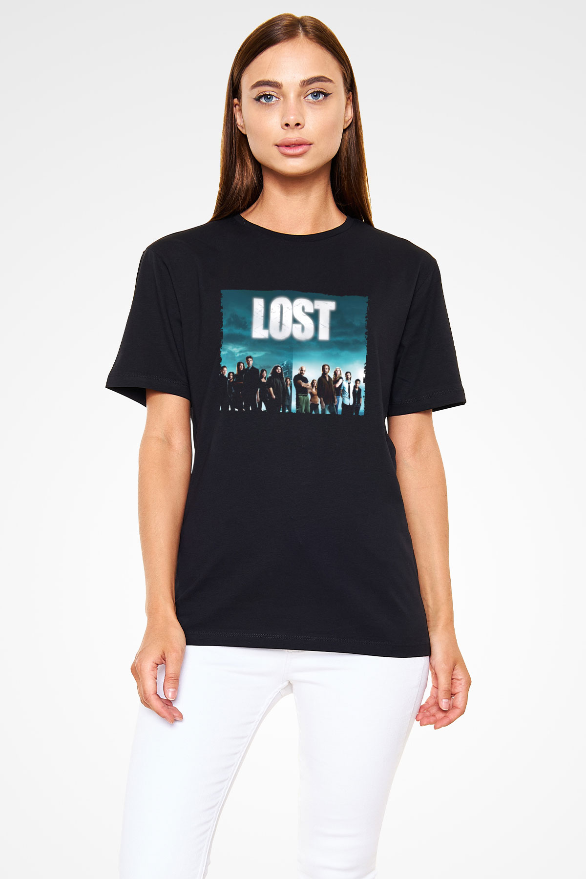 Lost Baskılı Siyah Tshirt