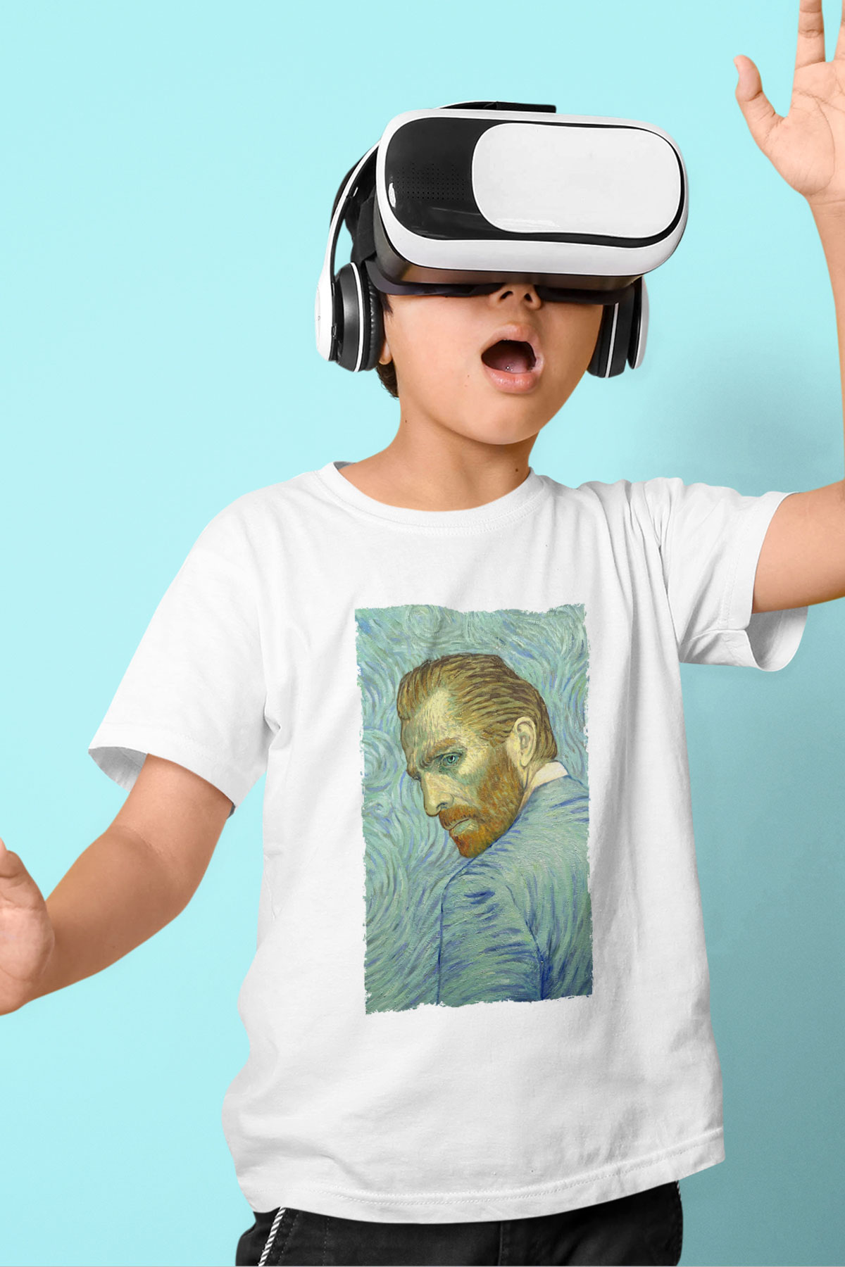 Unisex Loving Vincent Baskılı Beyaz Çocuk Tişört