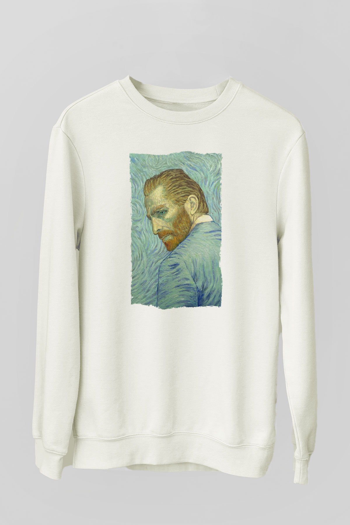 Unisex Loving Vincent Baskılı Beyaz Sweatshirt