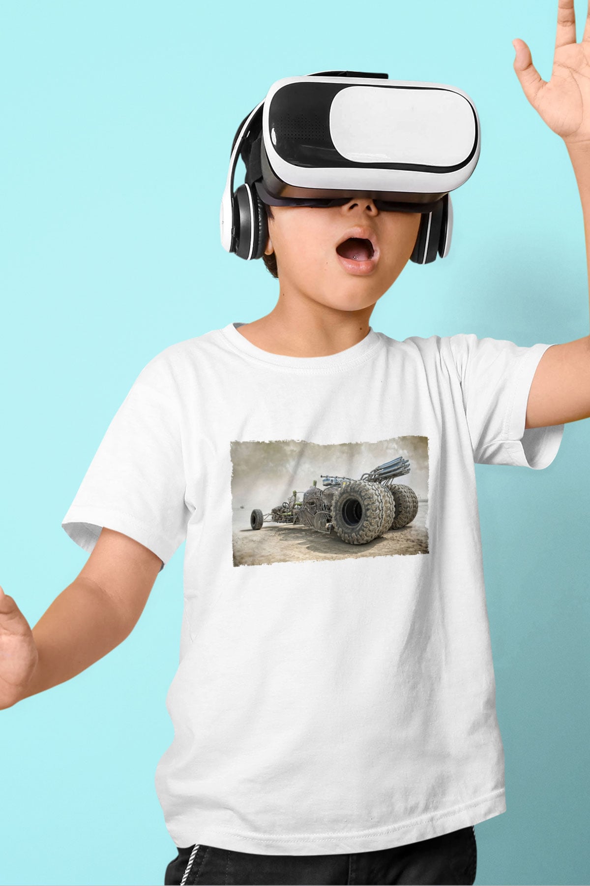 Unisex Mad Max Fury Road Baskılı Beyaz Çocuk Tshirt