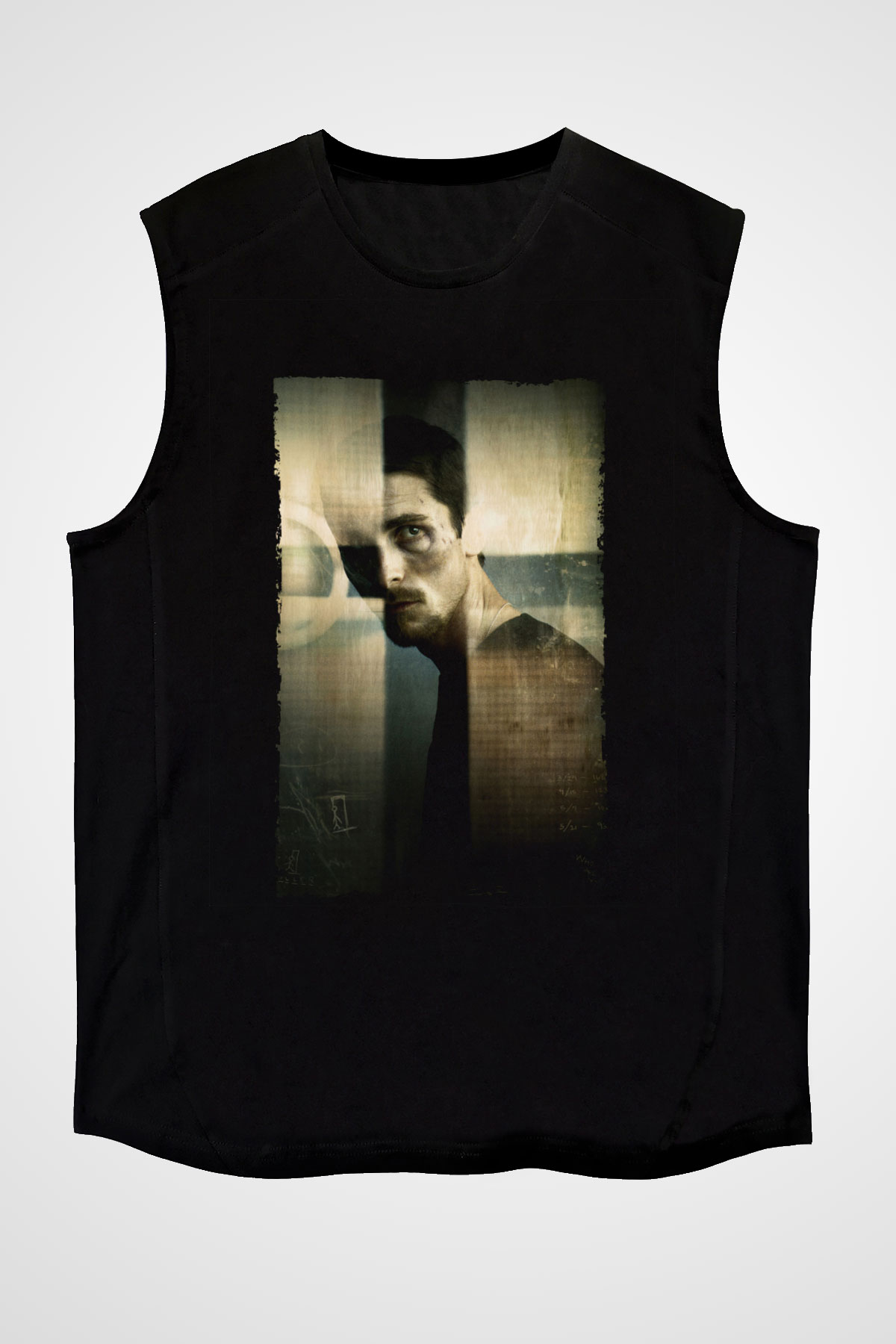 Unisex Makinist (The Machinist) Baskılı Siyah Kolsuz Tshirt