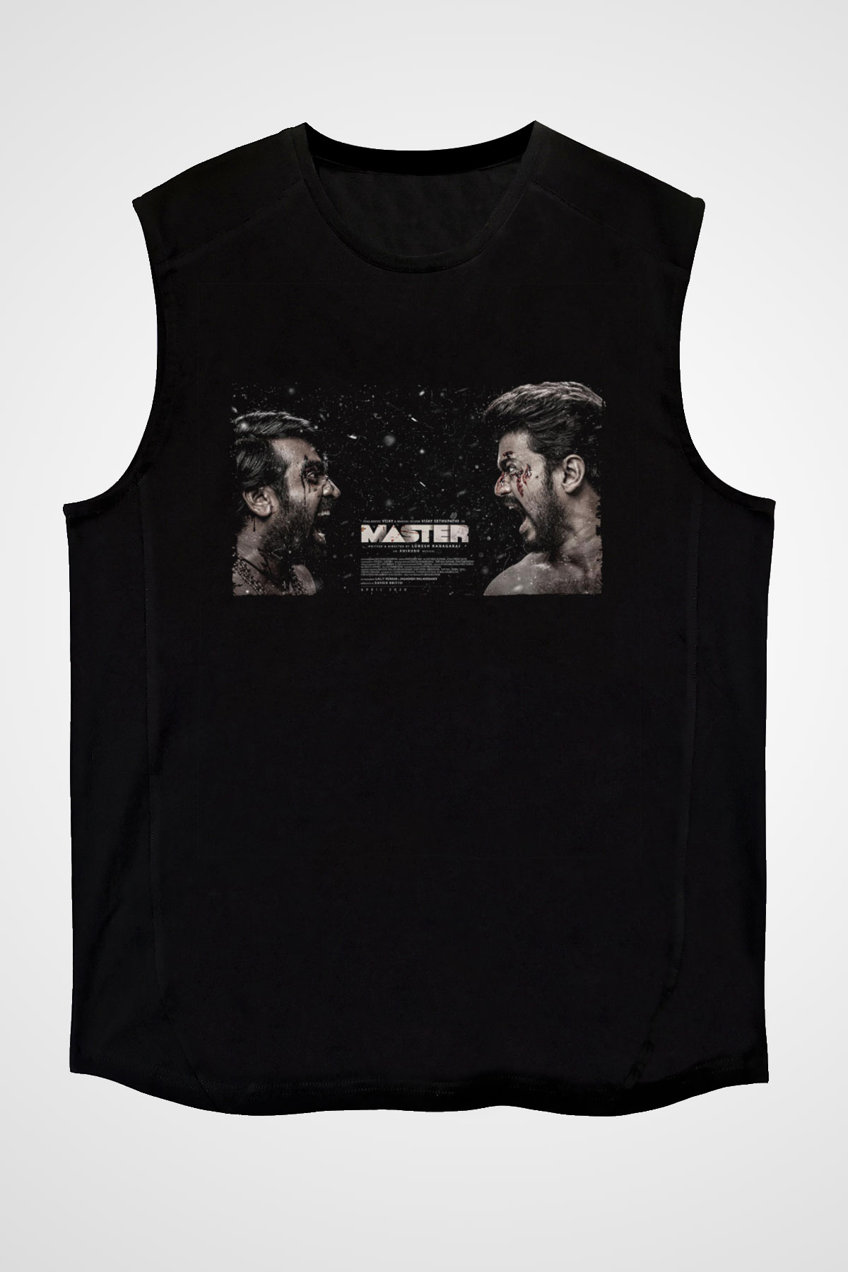 Unisex Master Baskılı Siyah Kolsuz Tshirt